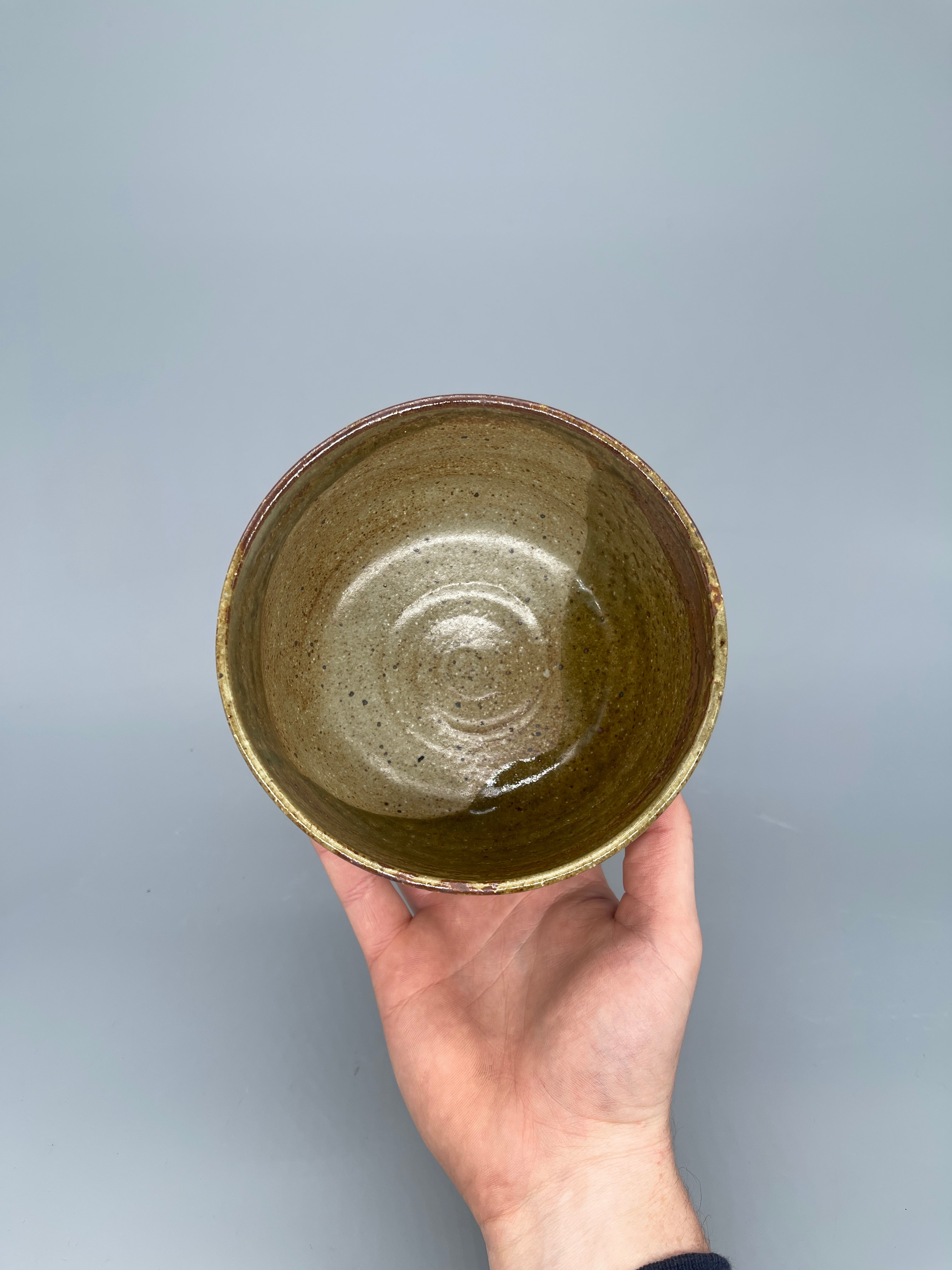 Vintage Large Japanese Matcha Bowl, Chawan - Green Drip Glaze