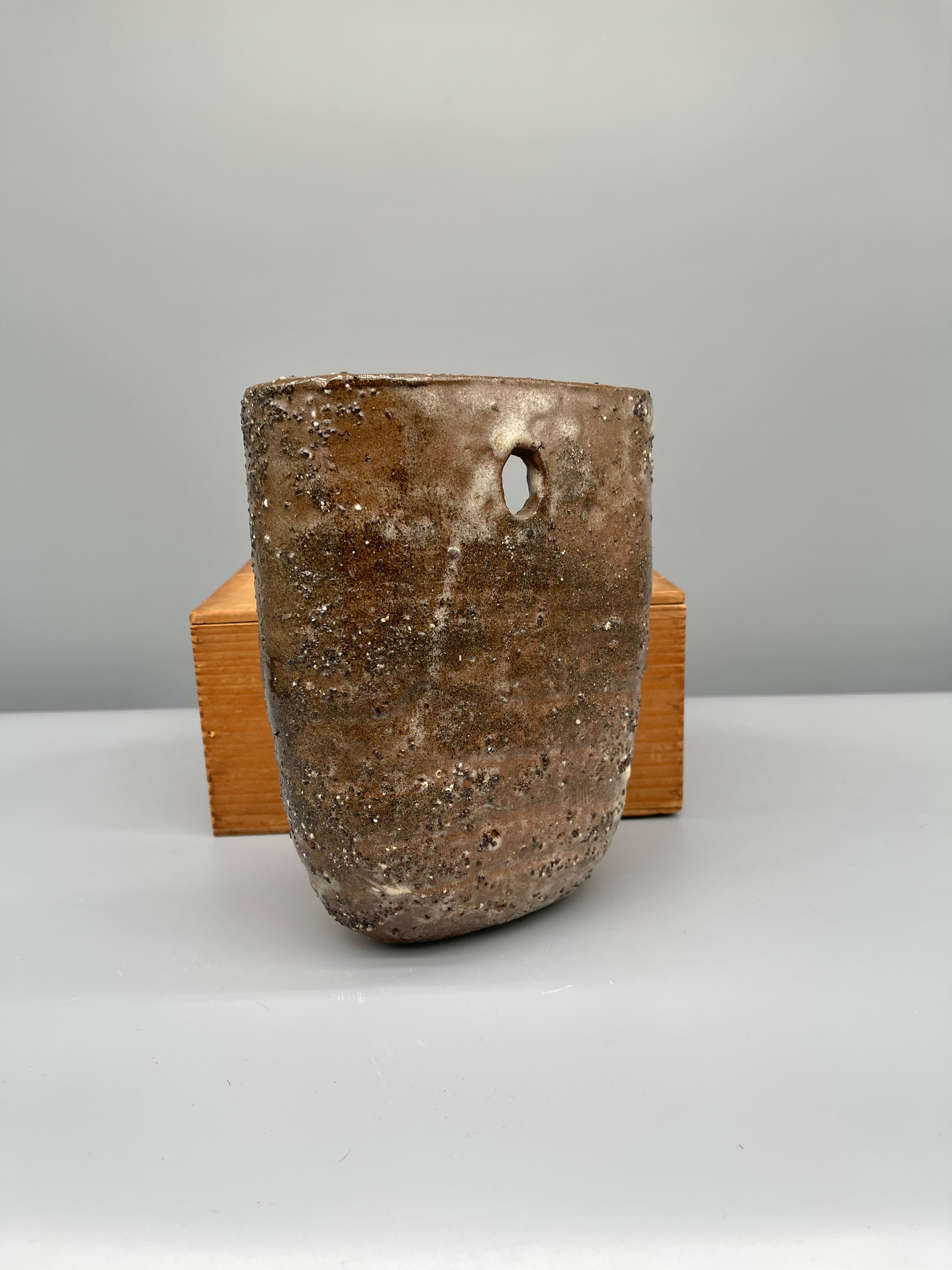 Vintage Japanese Pottery Wall Hanging Vase