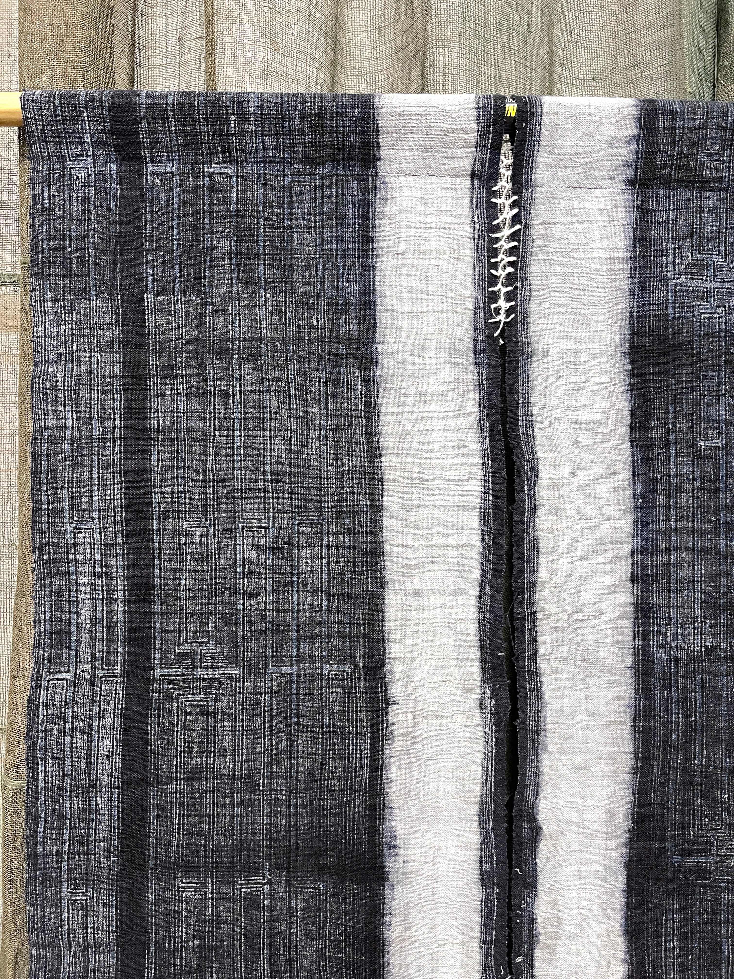 Antique Chinese Cotton, Panelled Curtain