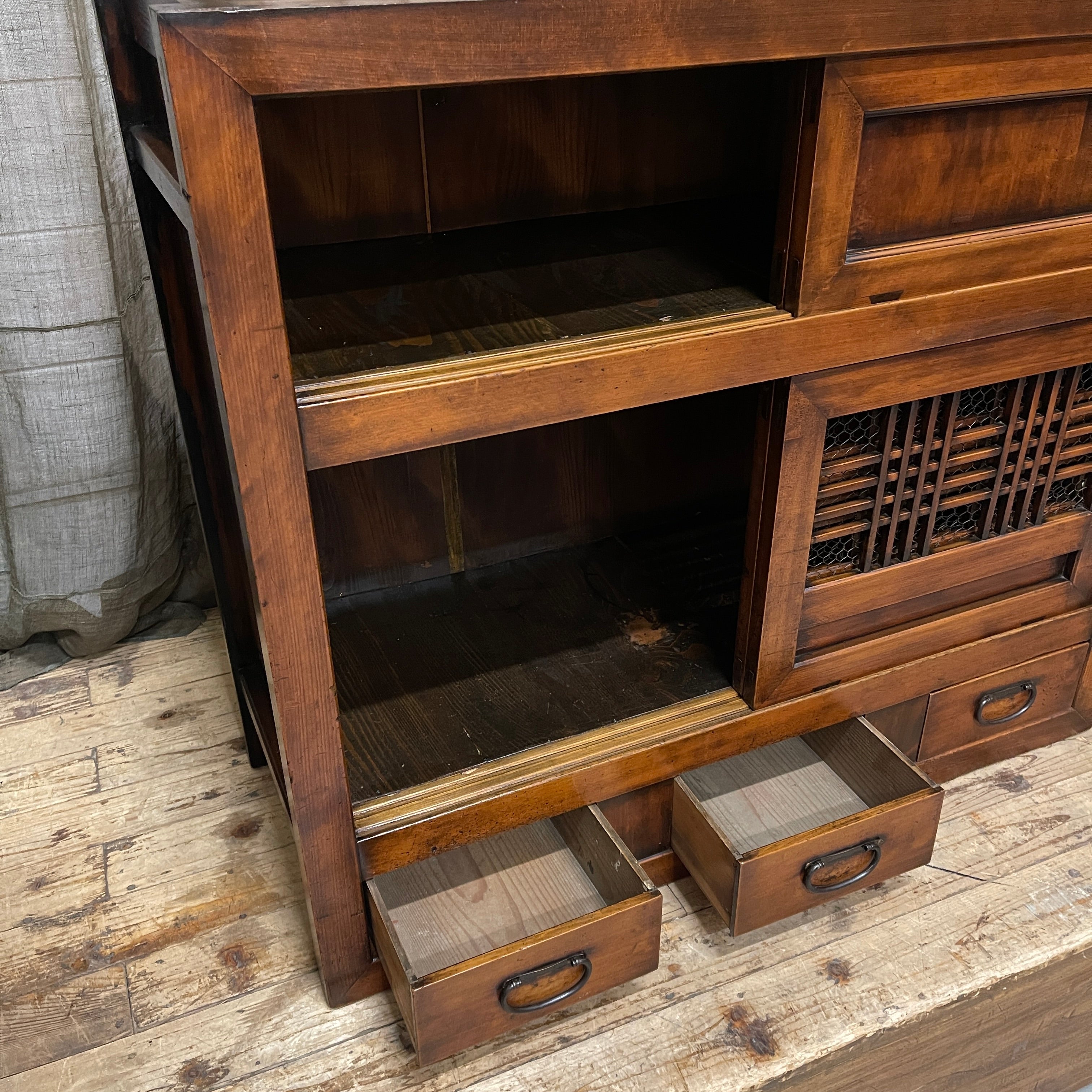 Antique Japanese Sideboard - Elm & Cedar & Cypress