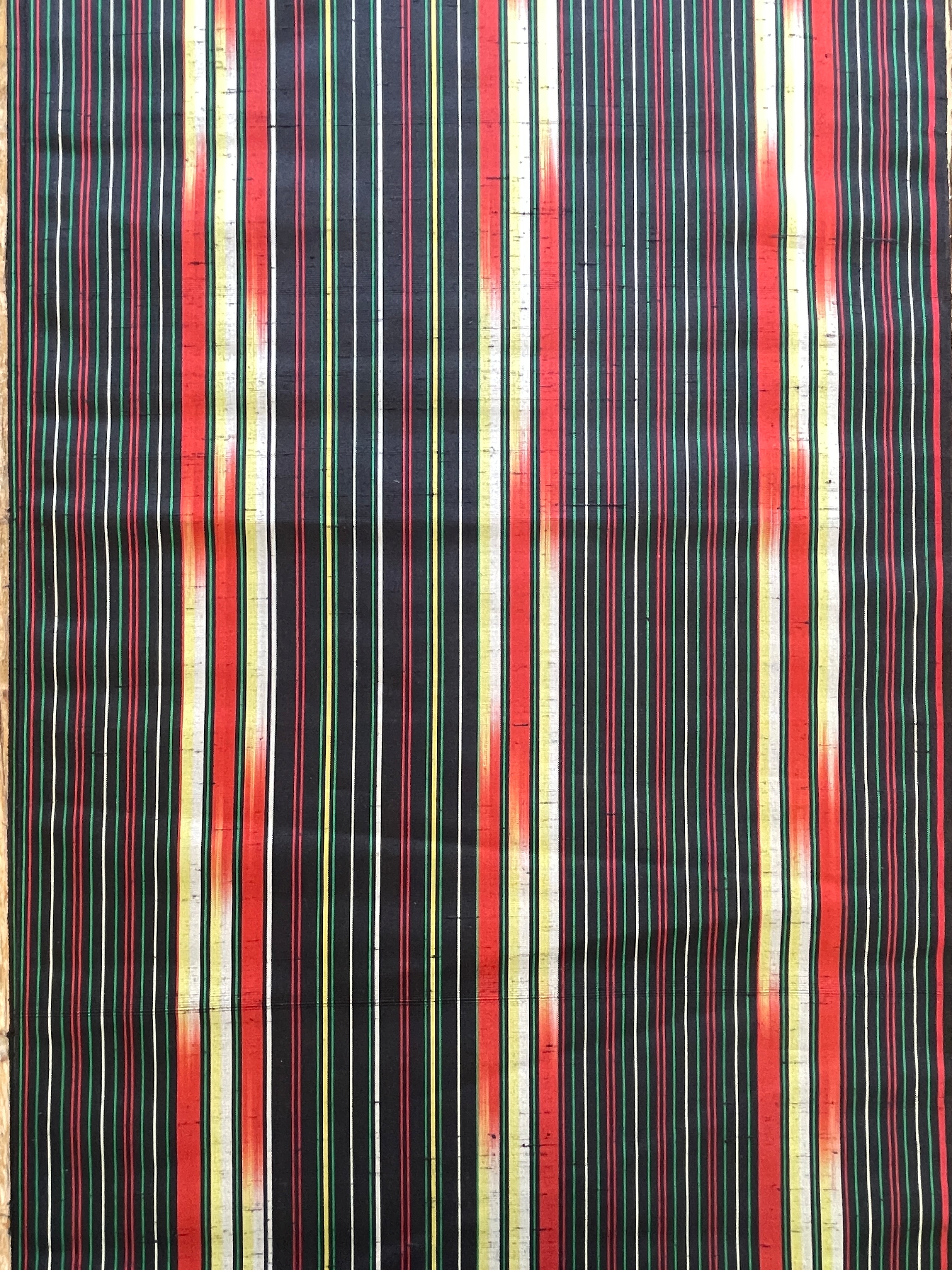 Japanese Silk Fabric, Black with Colourful Stripe