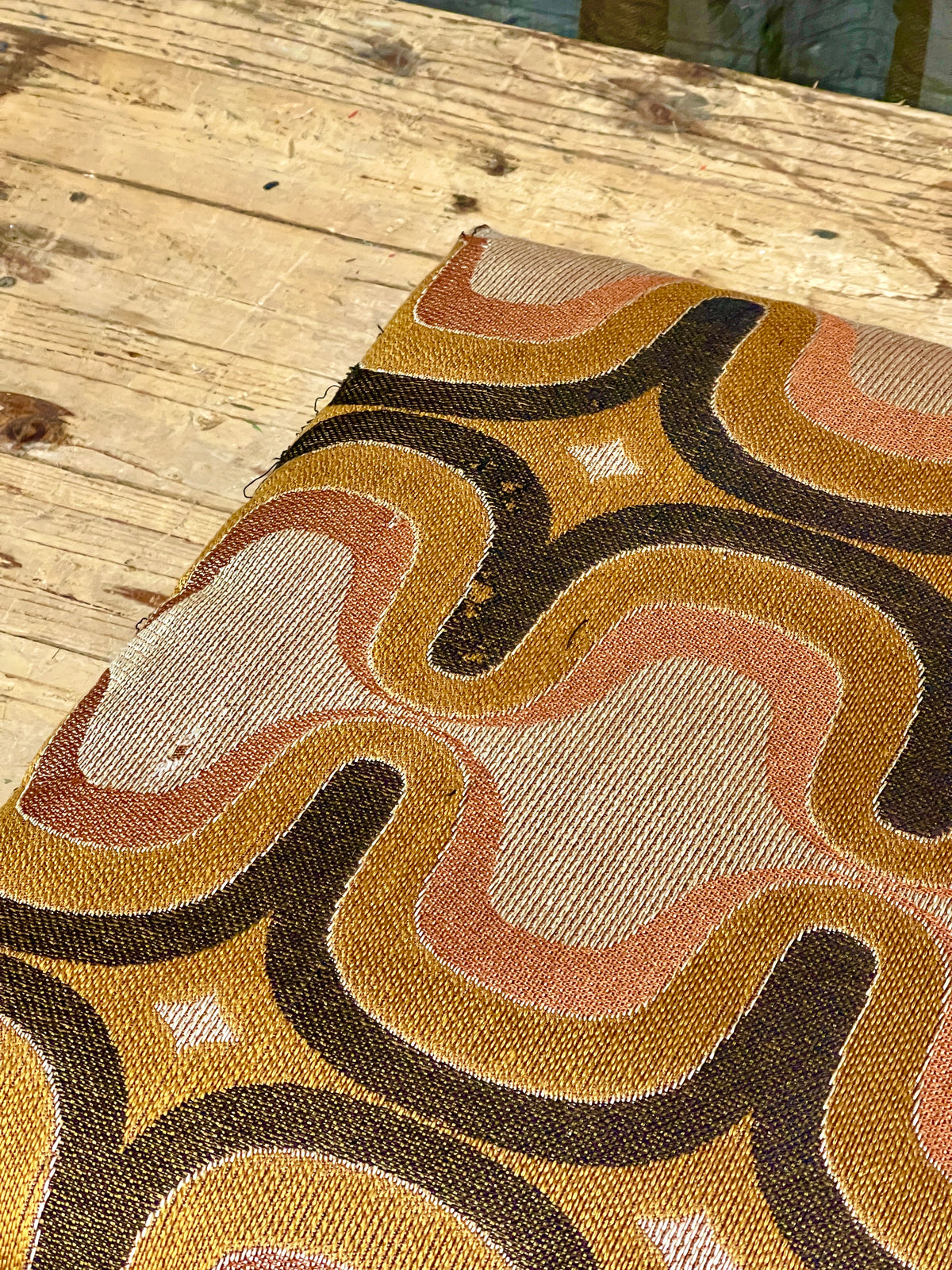 Vintage Mid Century Japanese Floor Cushions, Orange Silk