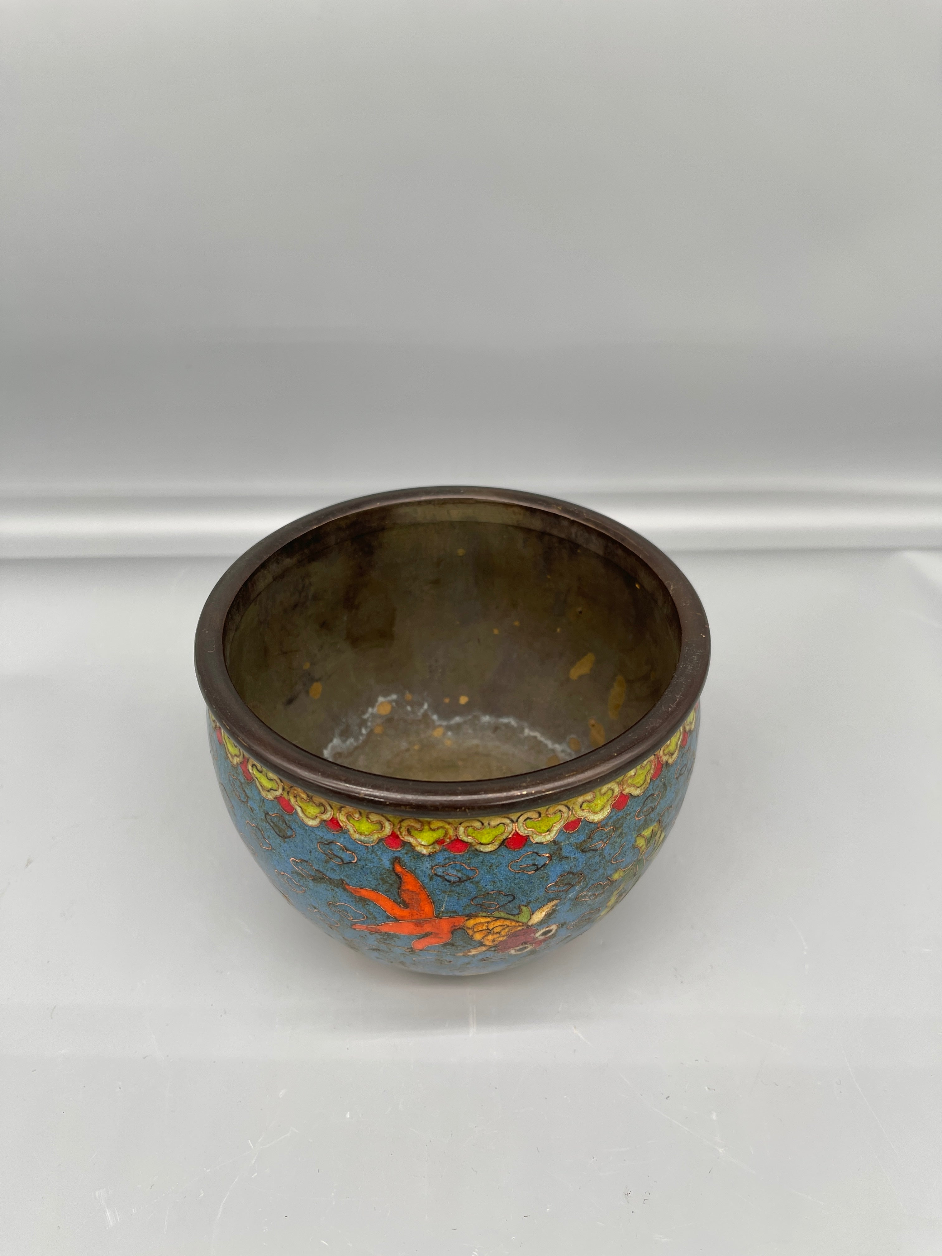 Vintage Chinese Cloisonne Bronze Bowl