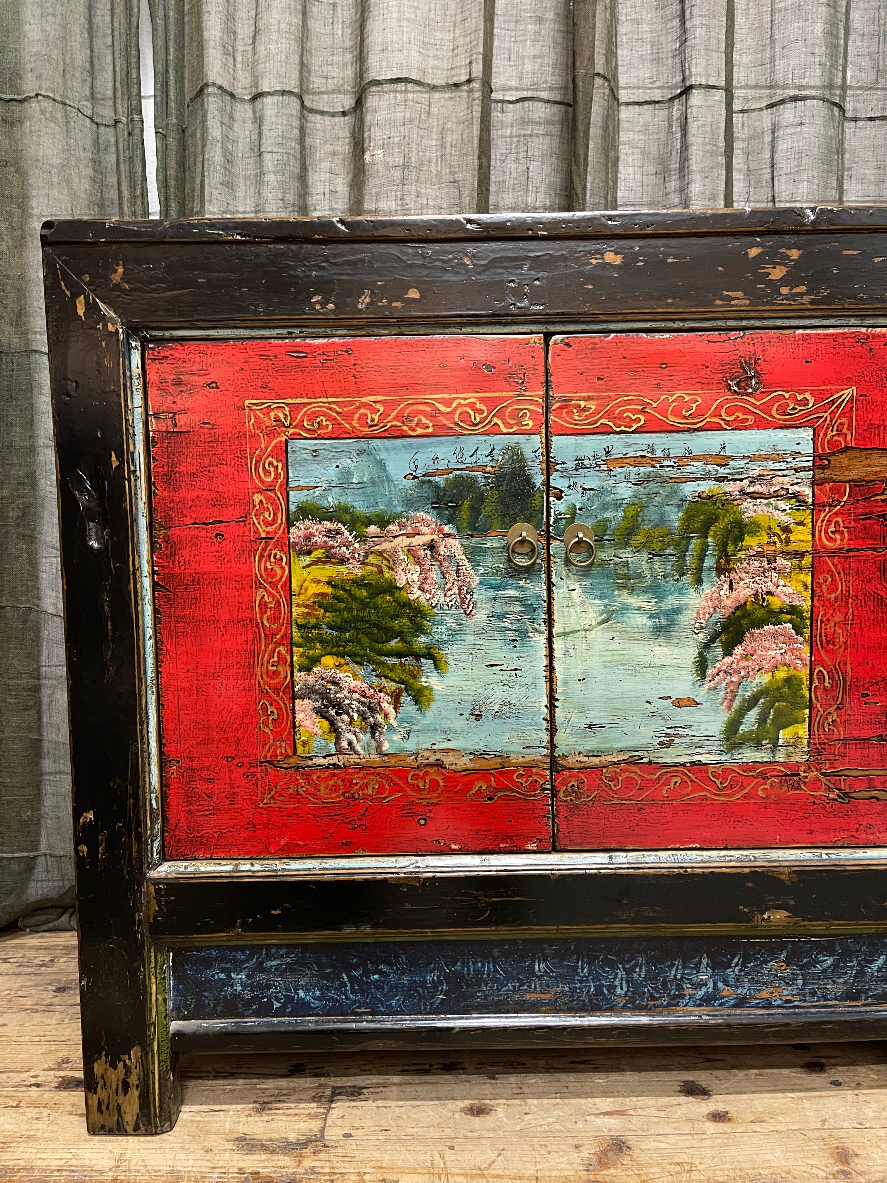 Antique Chinese Sideboard with Original Painted Finish, Elm | c.1900