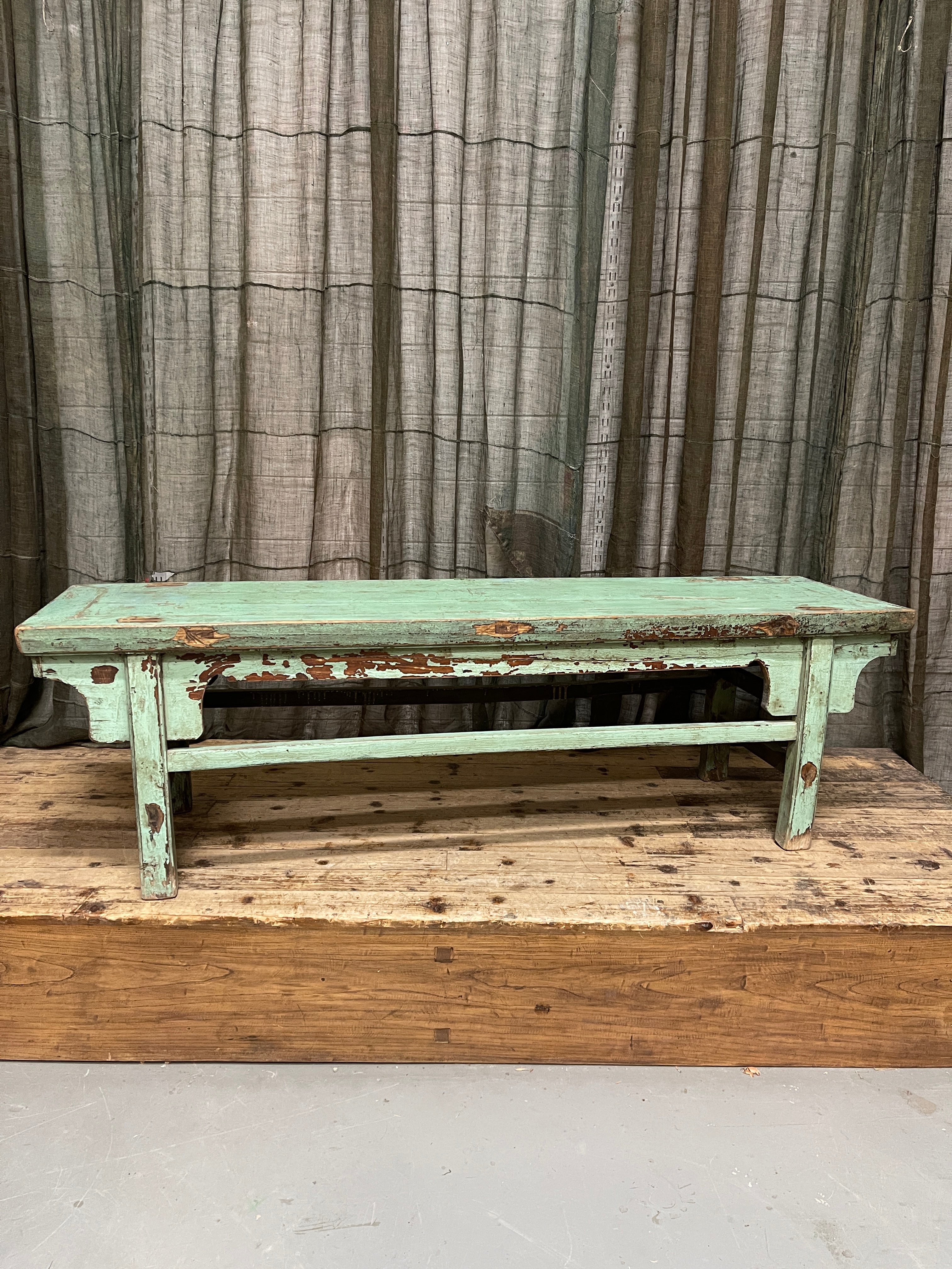 Antique Chinese Painted Bench, Elm
