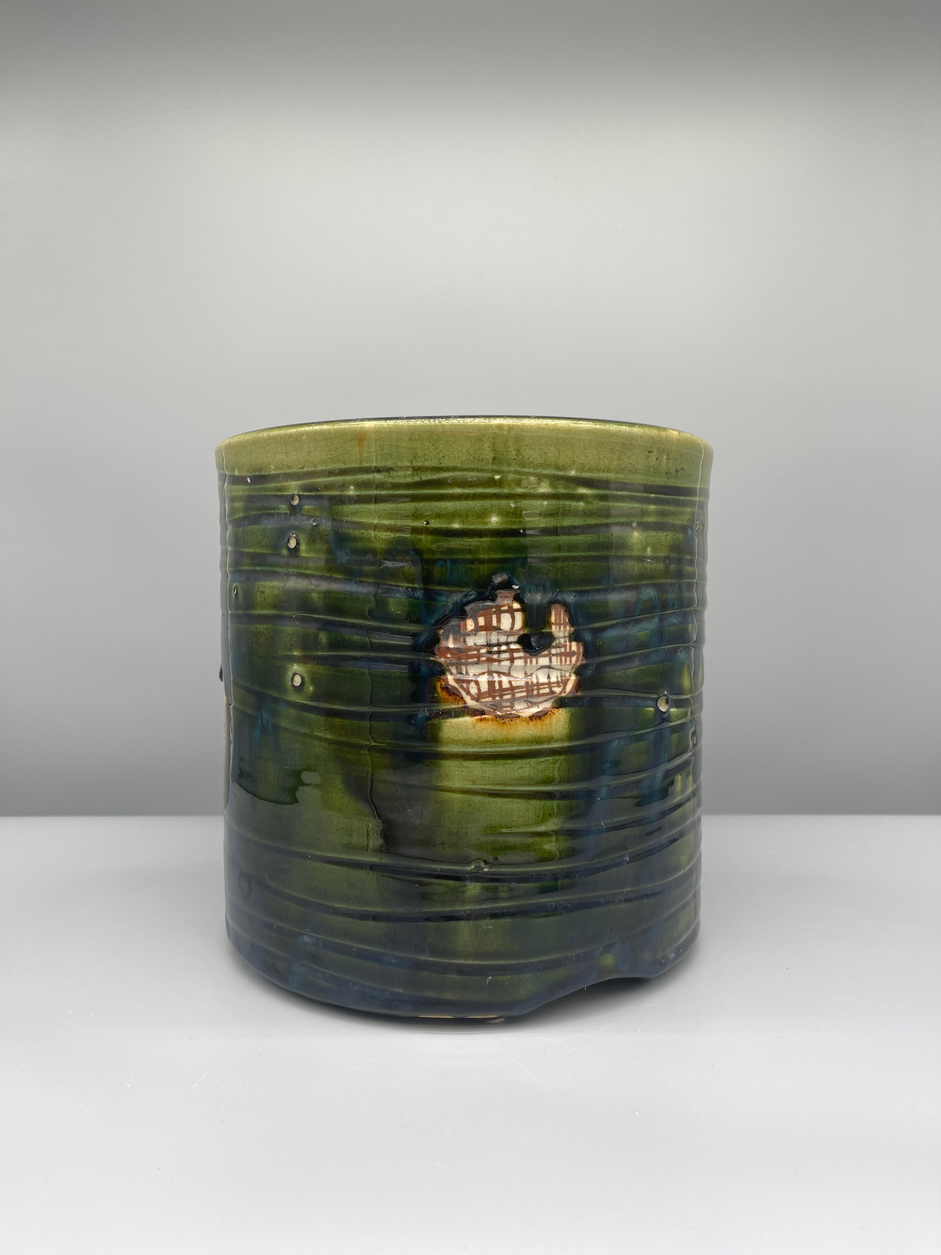 Japanes Porcelain Oribe Hibachi | c.1960
