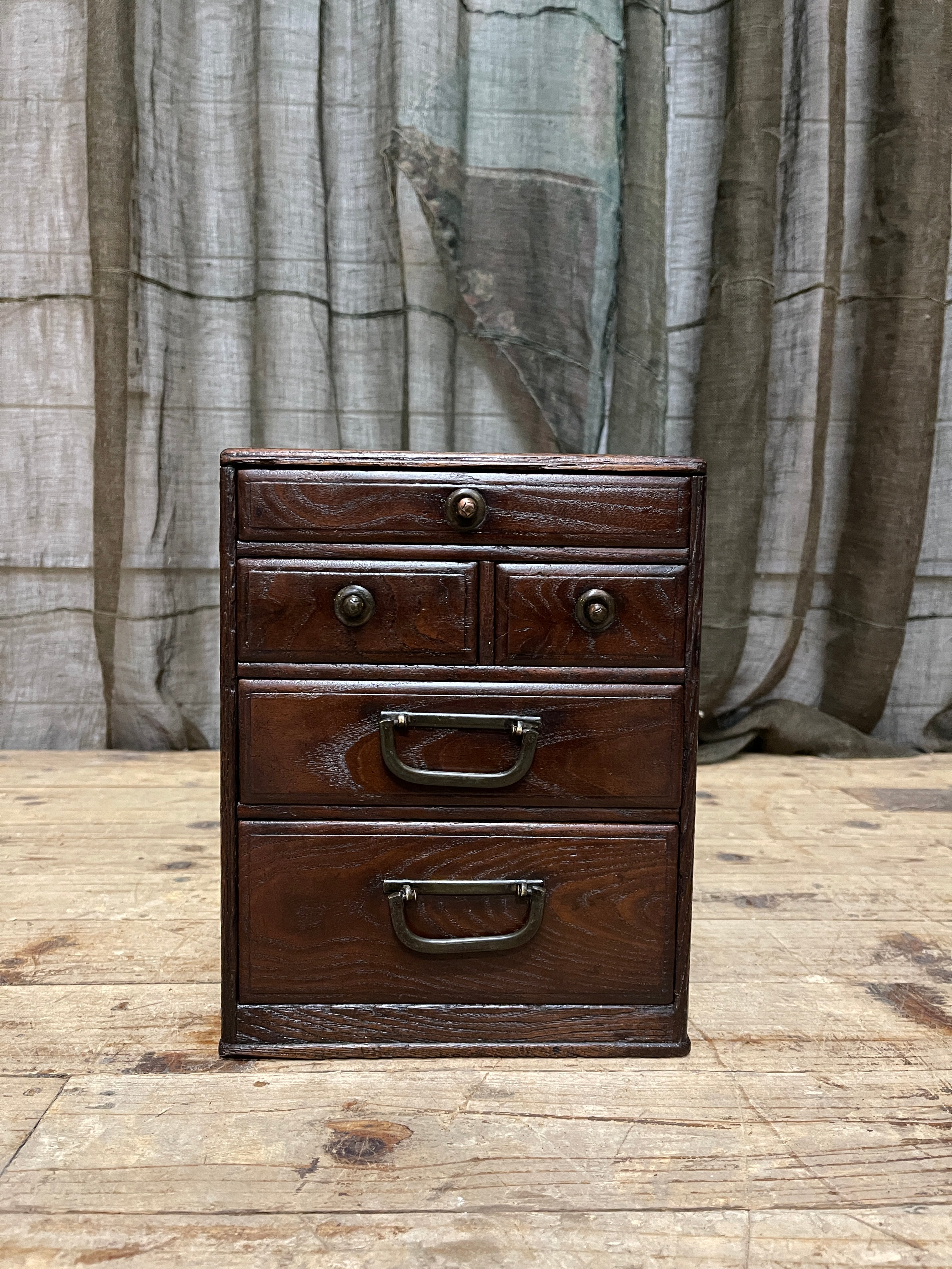 Vintage Japanese Sewing Box, Hari Bako - Elm | 1920's