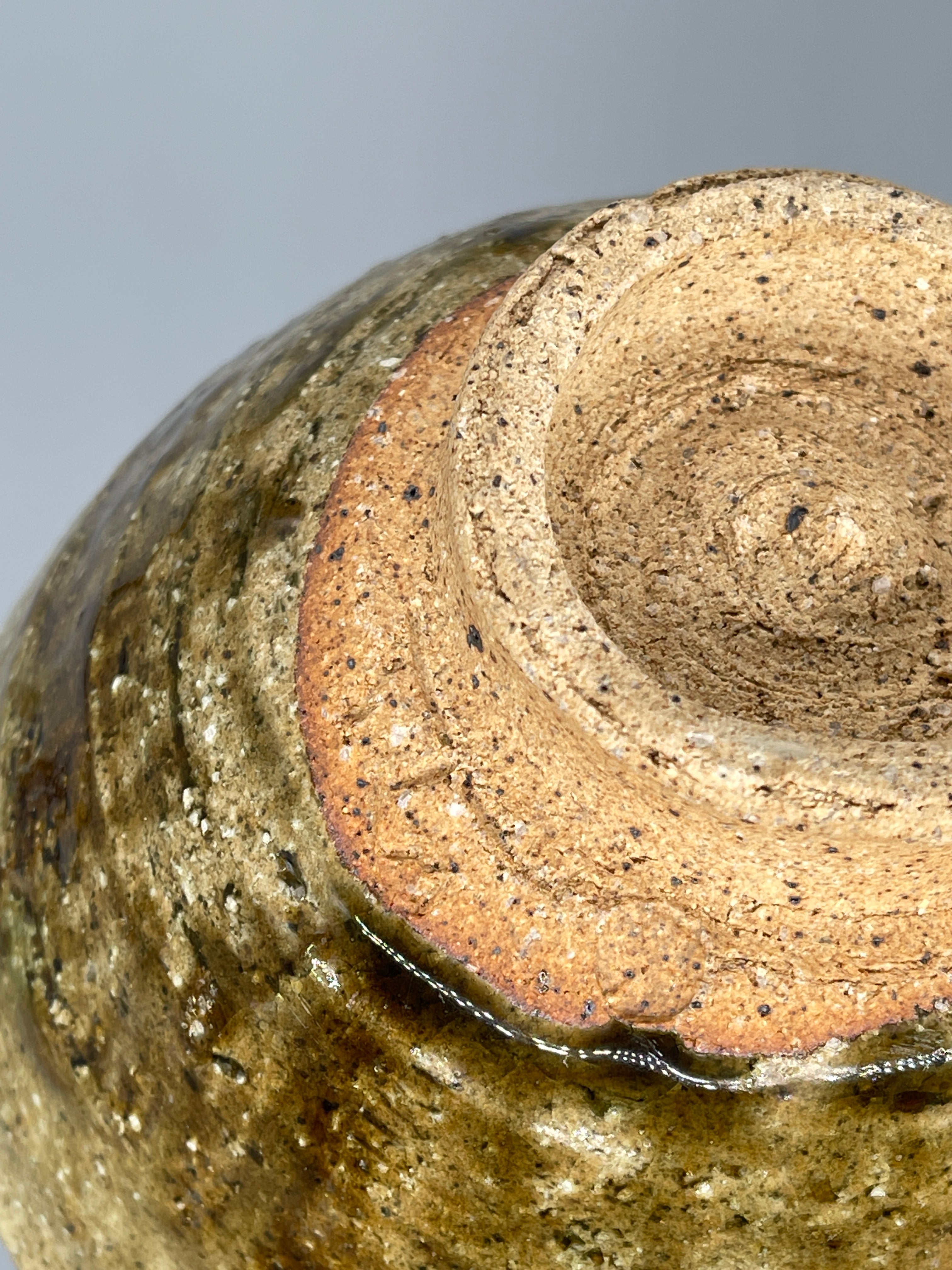 Vintage Japanese Mino-Ware Matcha Bowl, Chawan - Earthy Green Glaze