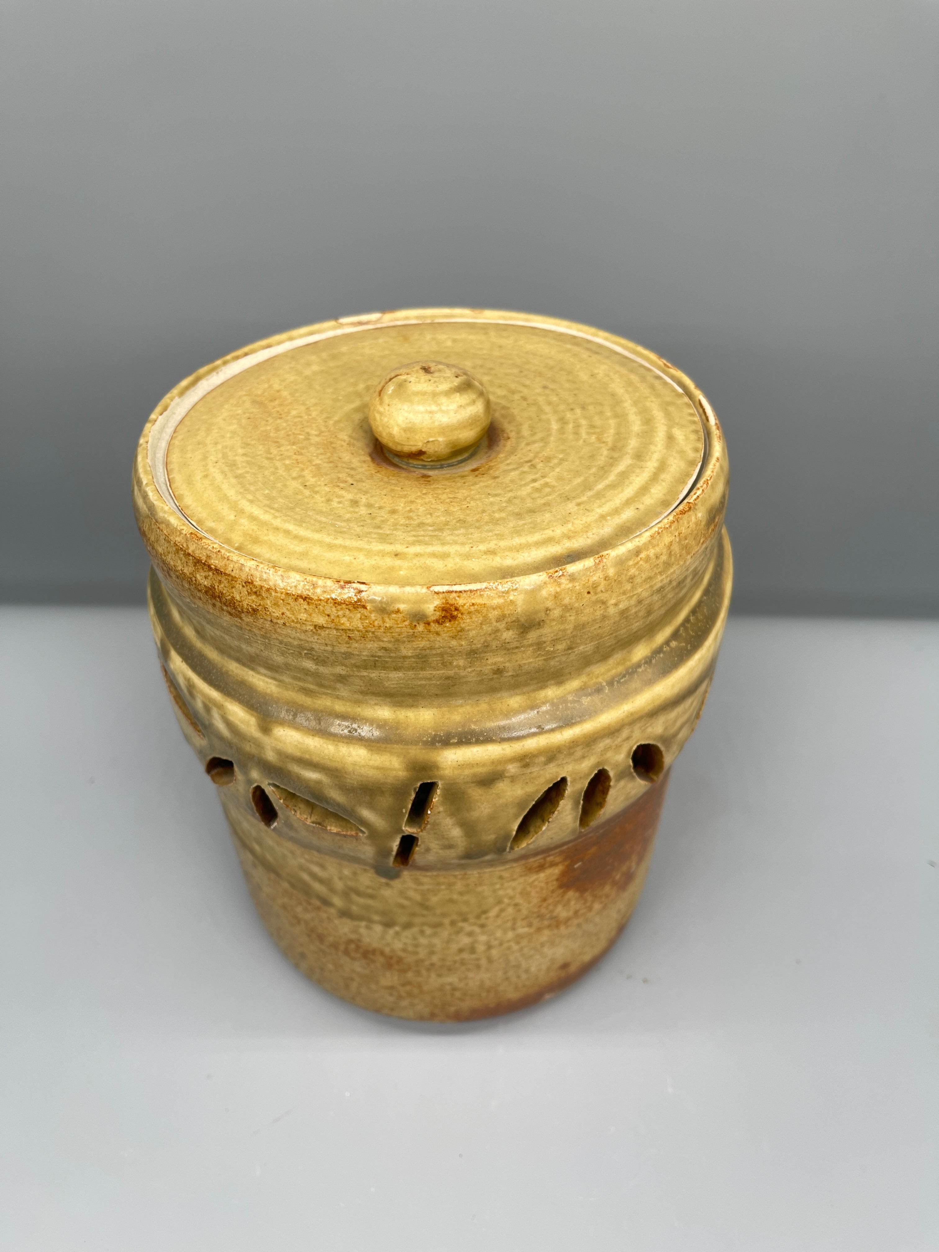 Vintage Japanese Shigaraki Ware, Lidded Jar - Mizusashi