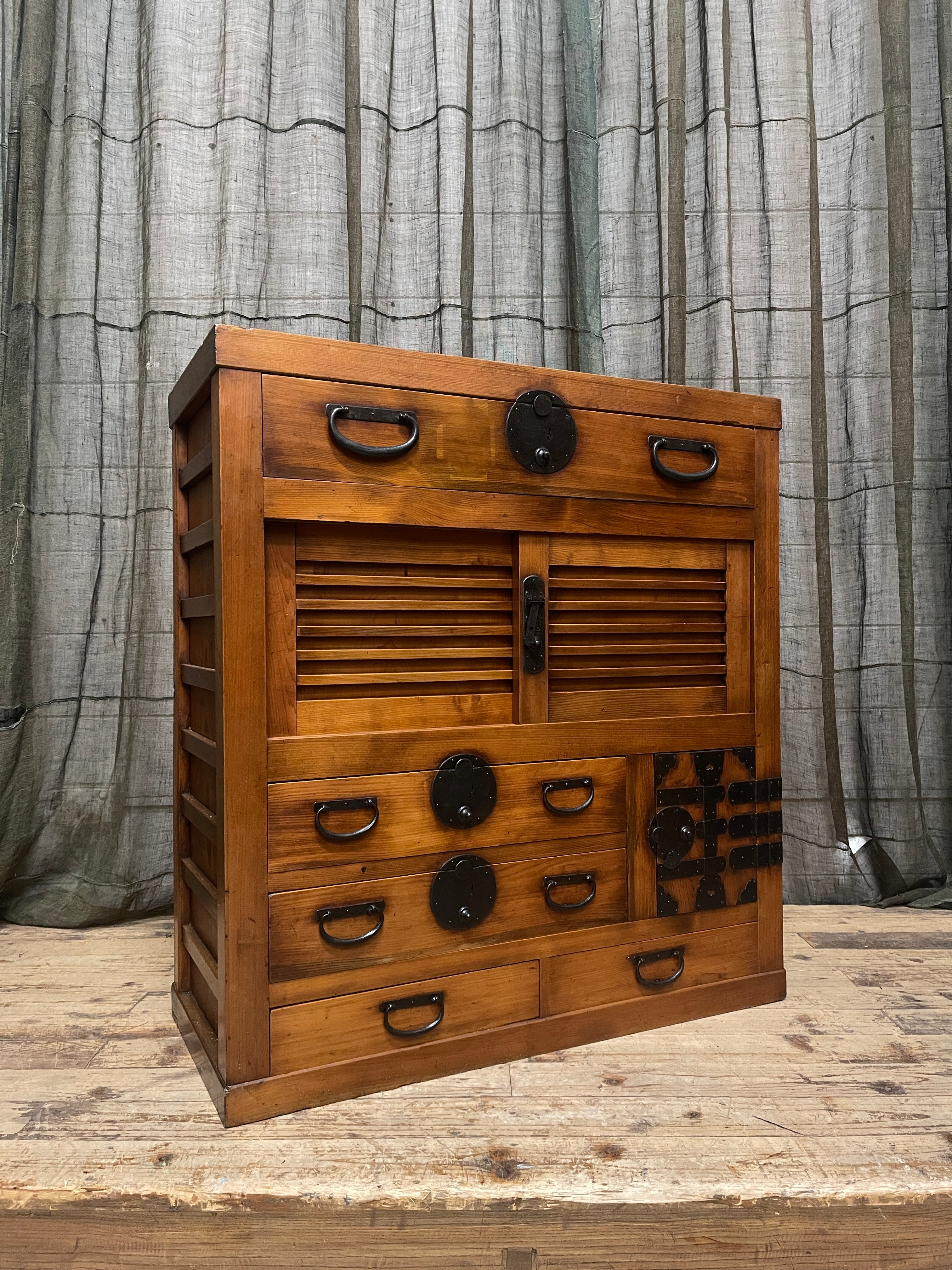 Antique Japanese Choba Dansu, Merchant's Chest - Cypress & Cedar | Meiji