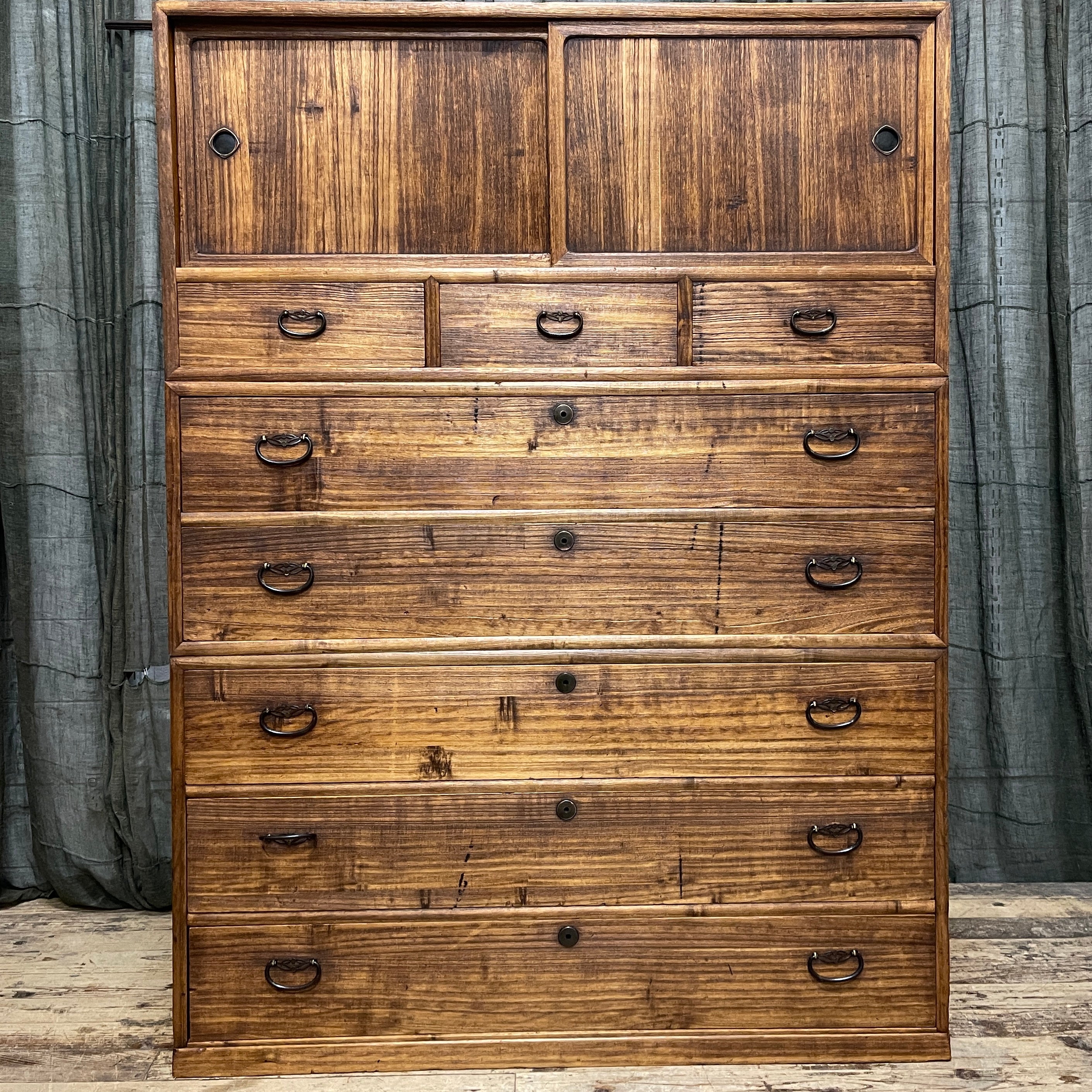 Japanese Three-Piece Kimono Chest of Drawers - Paulownia & Cypress| 1930's