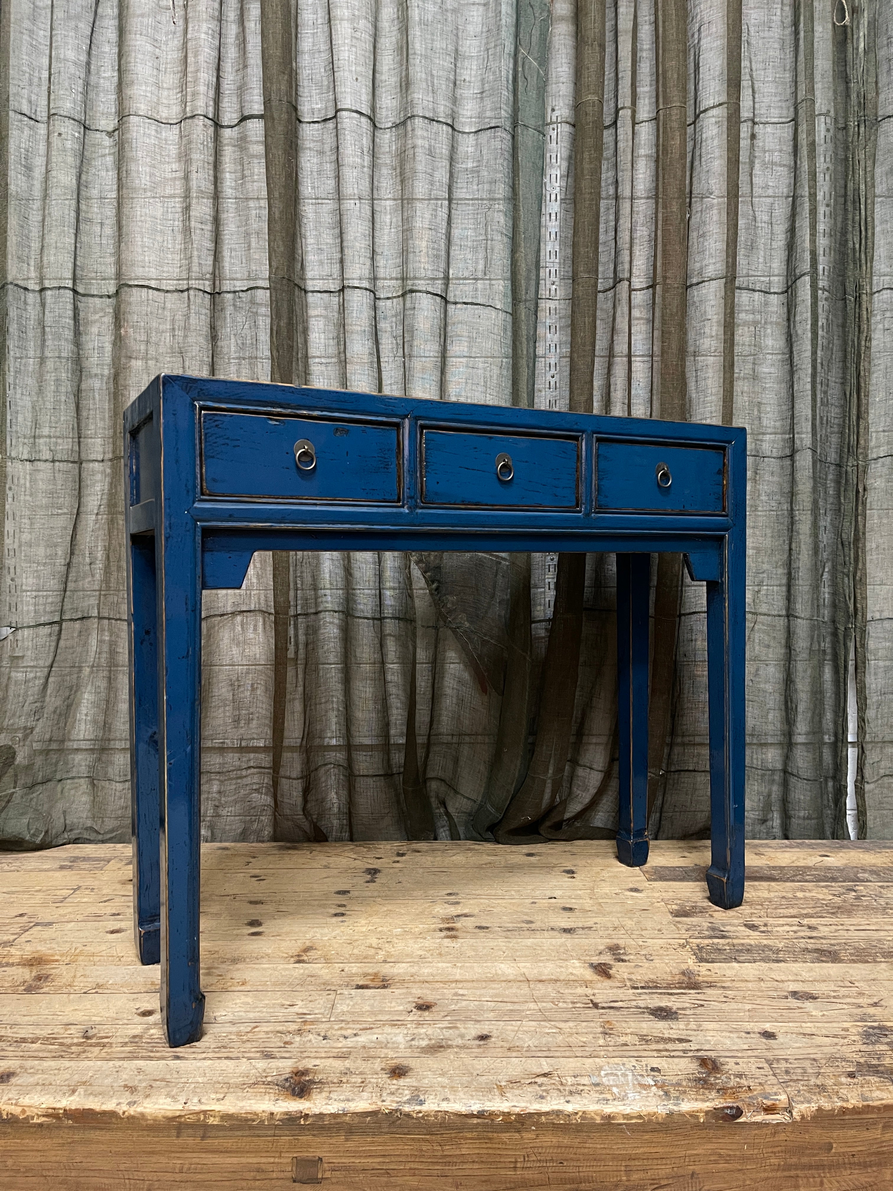 Provincial Style Blue Chinese Lacquered Hall Table