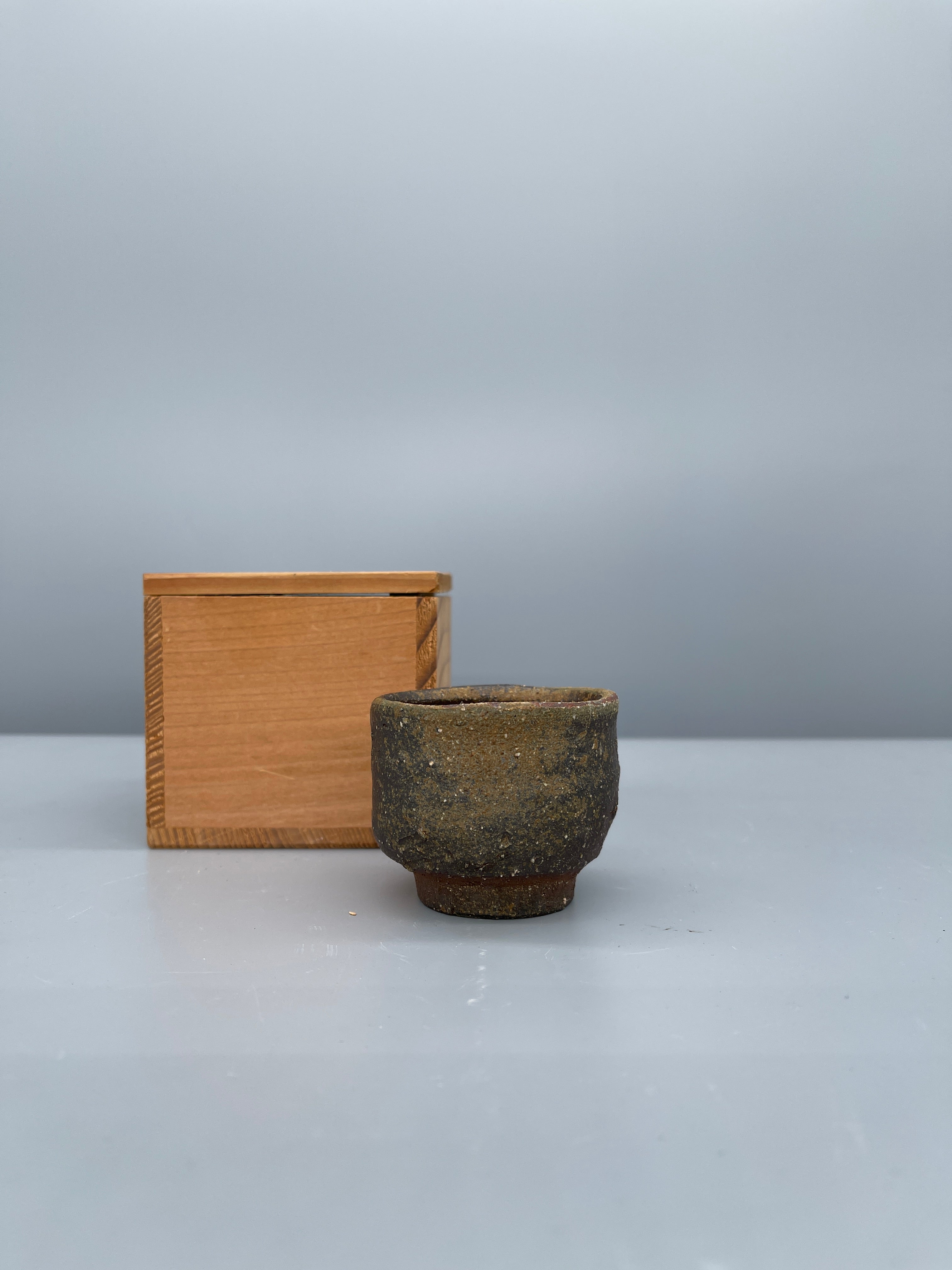 Japanese Stoneware Guinomi Sake Cup - Bizen Ware