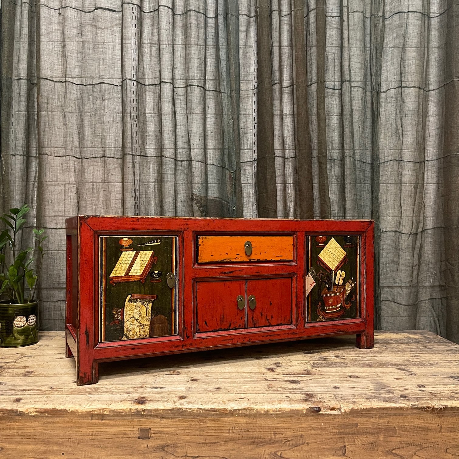Chinese Provincial Style Cabinet - Red Lacquer