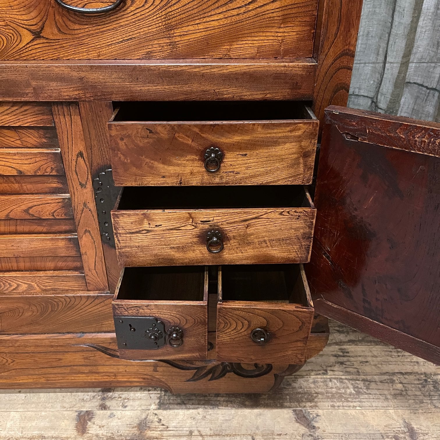 Karuma Dansu, Antique Japanese Wheeled Storage Cabinet - Elm | Edo, Mid 1800's