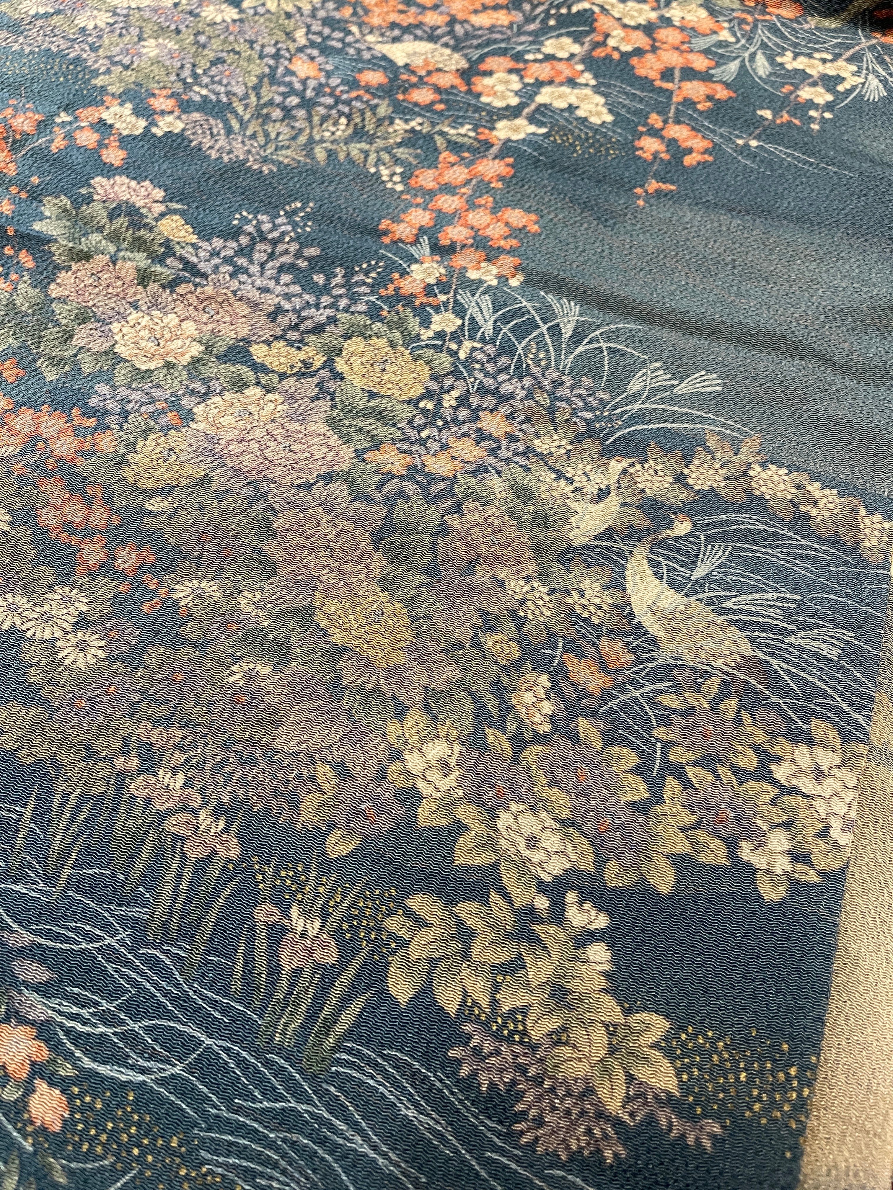 Japanese Silk Fabric Garden Pattern
