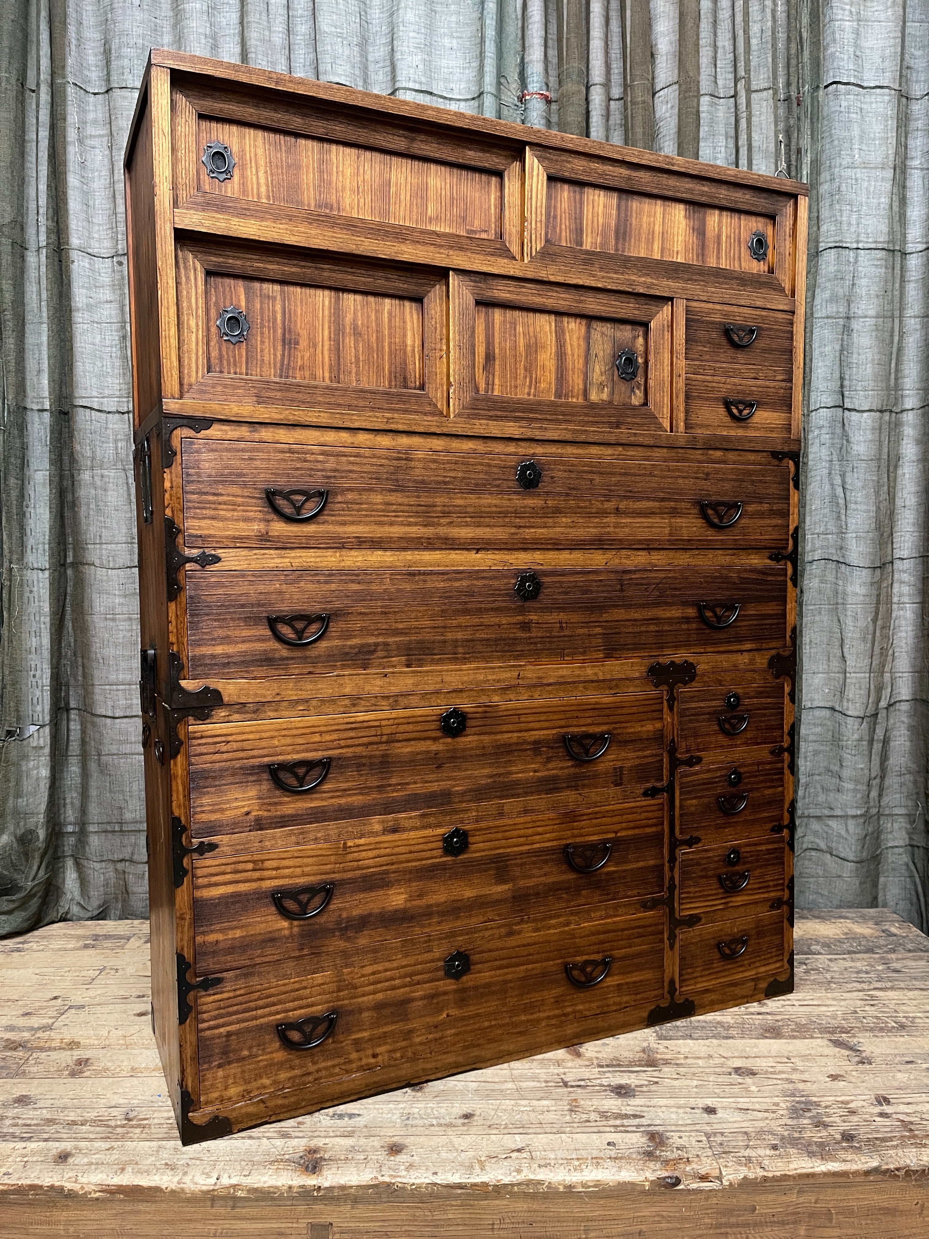 Japanese Three-Piece Kimono Chest of Drawers - Paulownia | Showa
