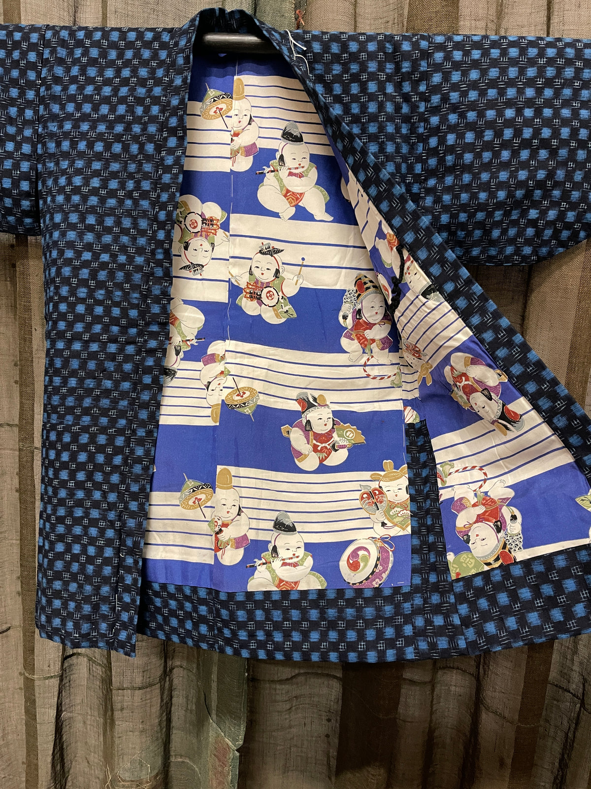Vintage Japanese Kasuri Cotton Children Kimono | Ensemble