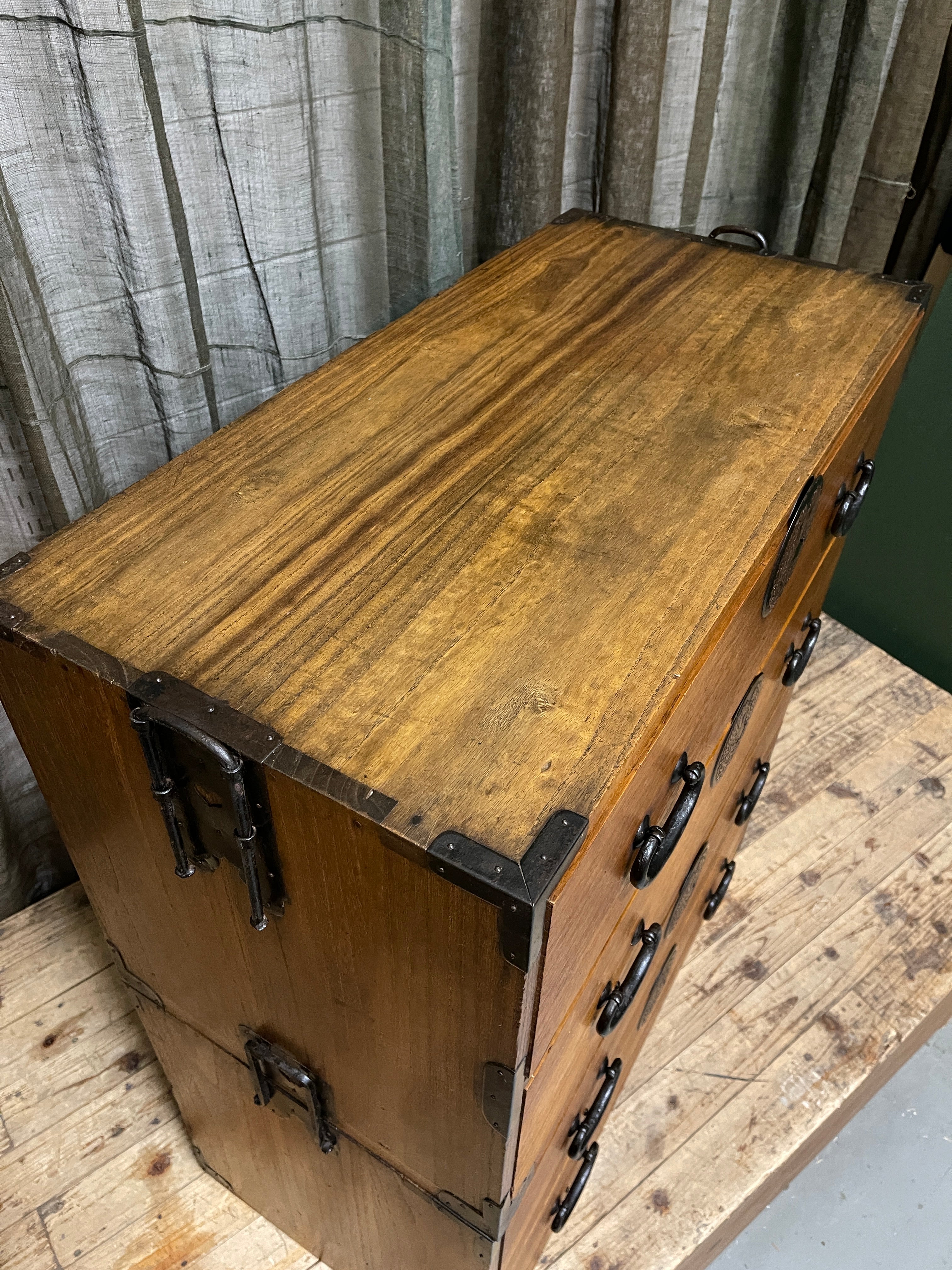 Japanese Kimono Storage Chest-on-Chest, Isho Dansu - Paulownia | Meiji