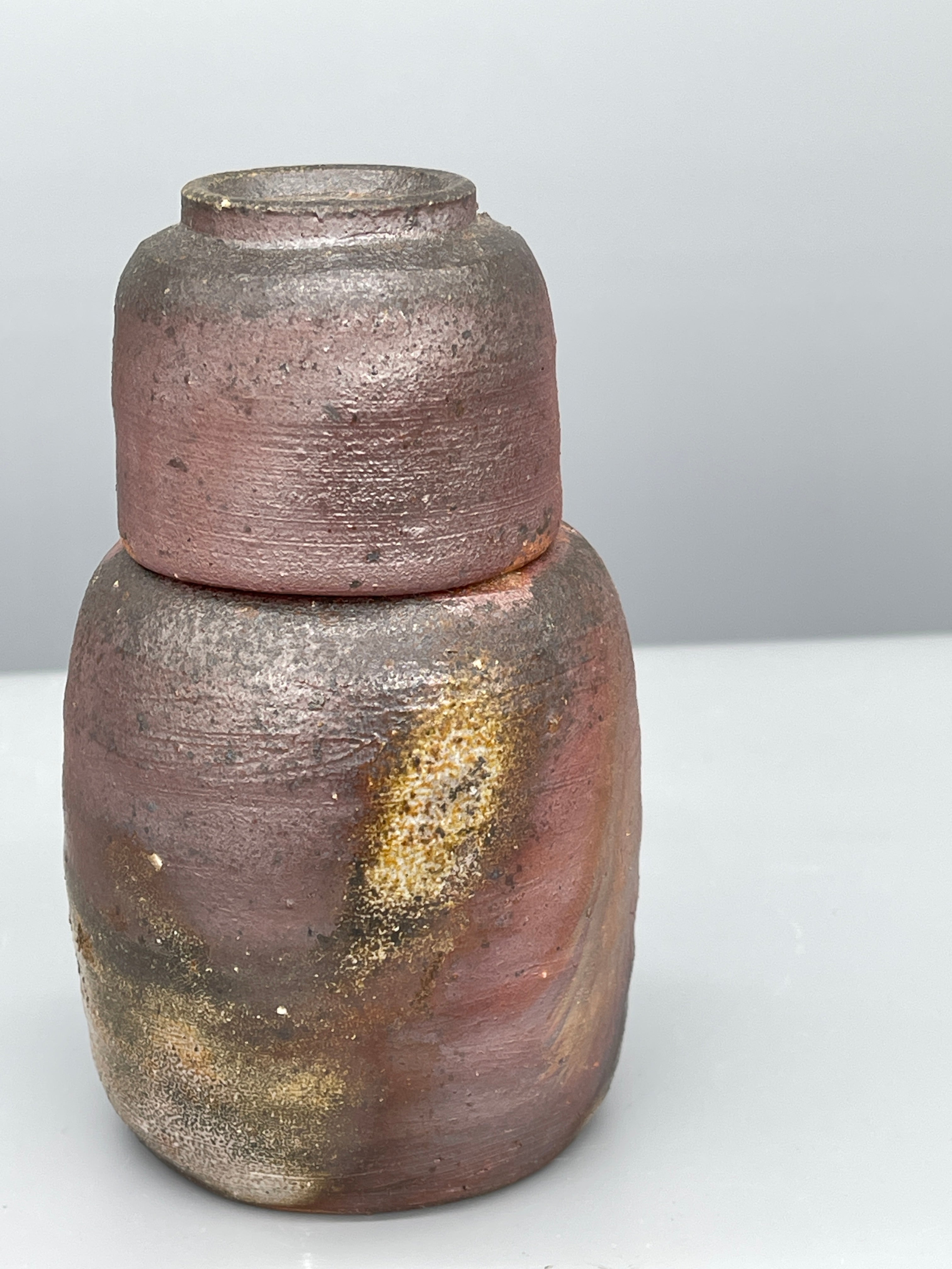 Japanese Stoneware Sake Tokkuri Set - Bizen Ware