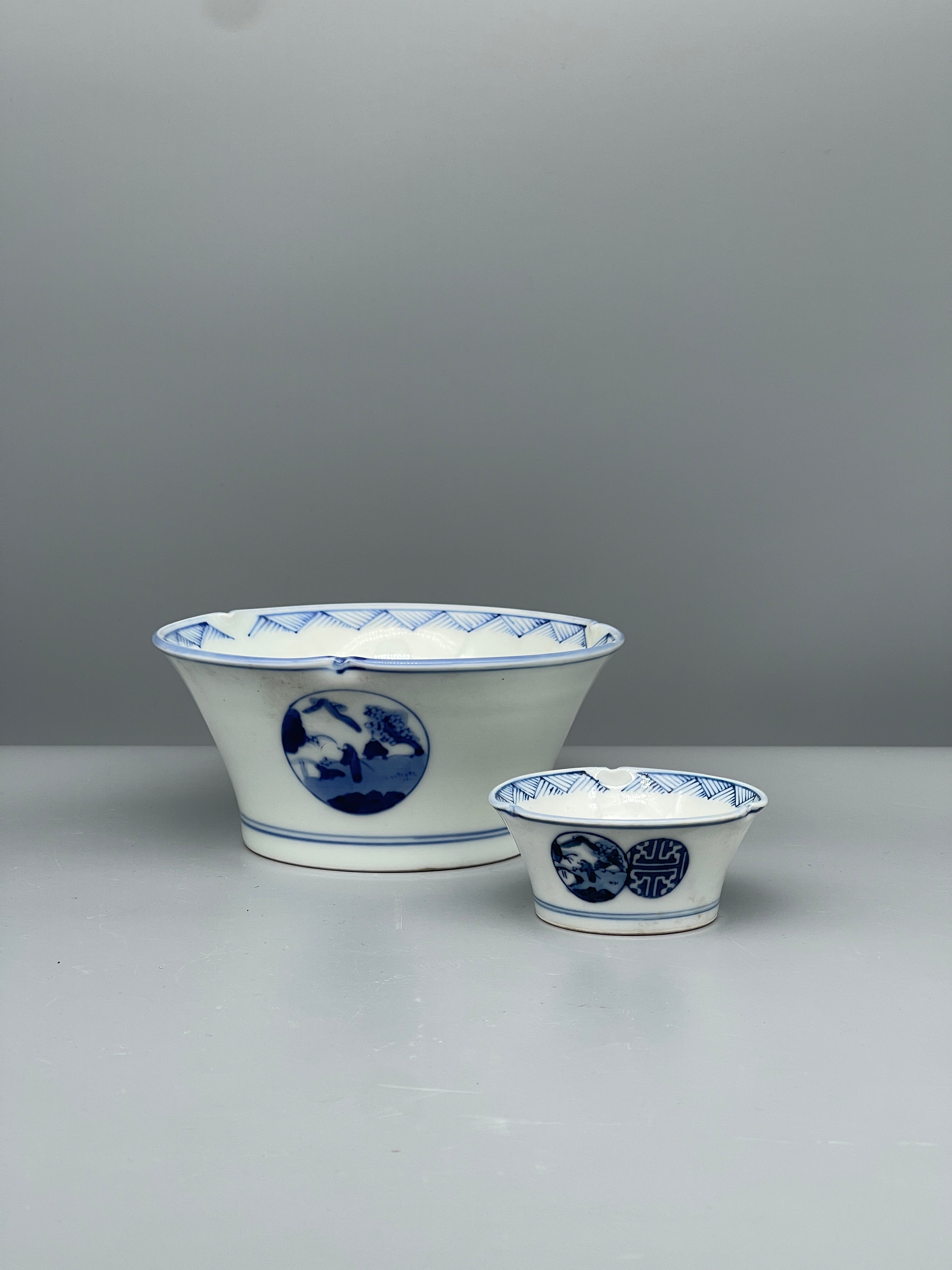 Japanese Two Piece Donburi Set, Blue & White