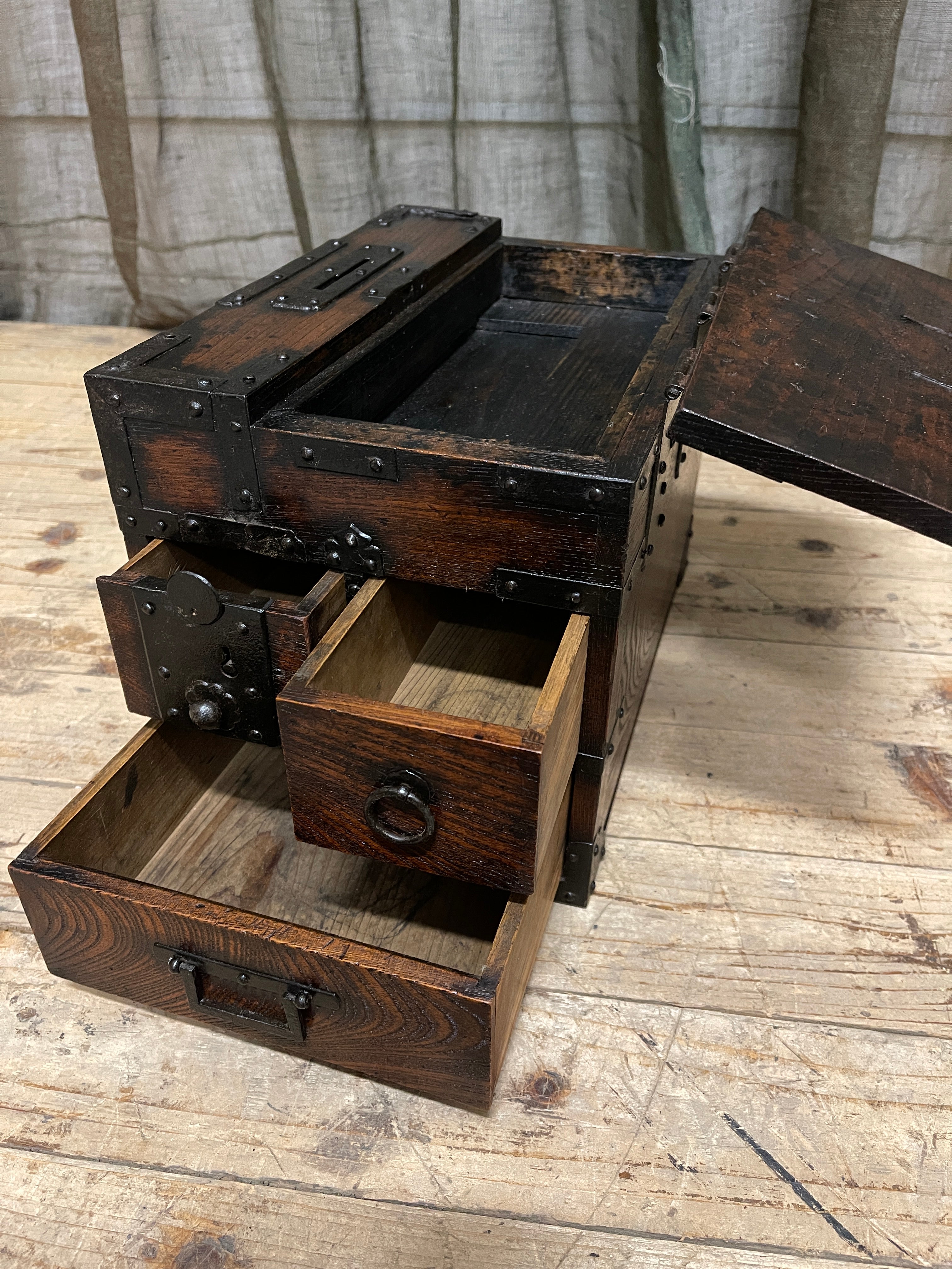 Suzuri Bako, Japanese Calligraphy Box - Elm | Edo