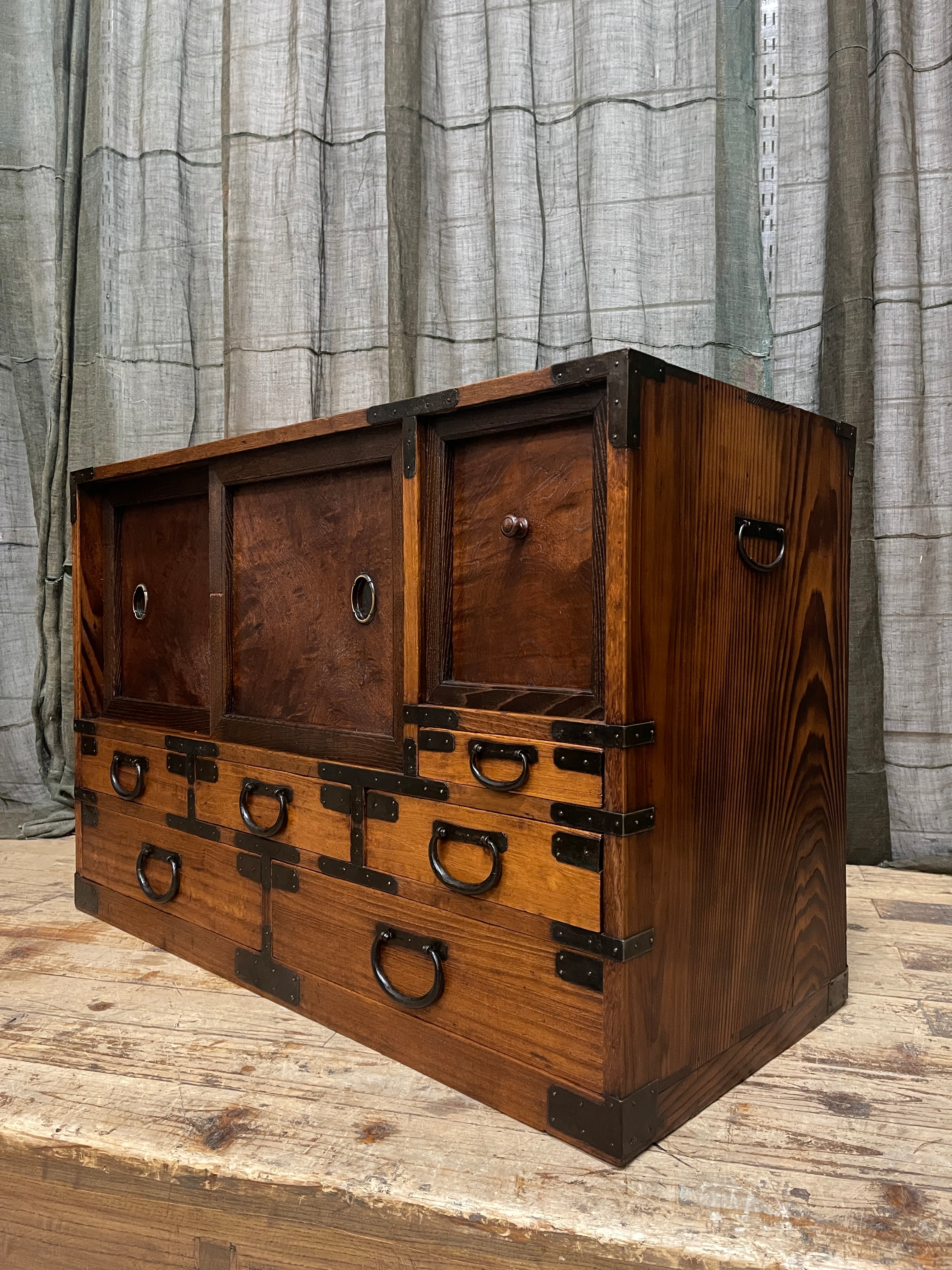 Antique Japanese Low Cabinet from Kyoto - Paulownia & Elm | Meiji