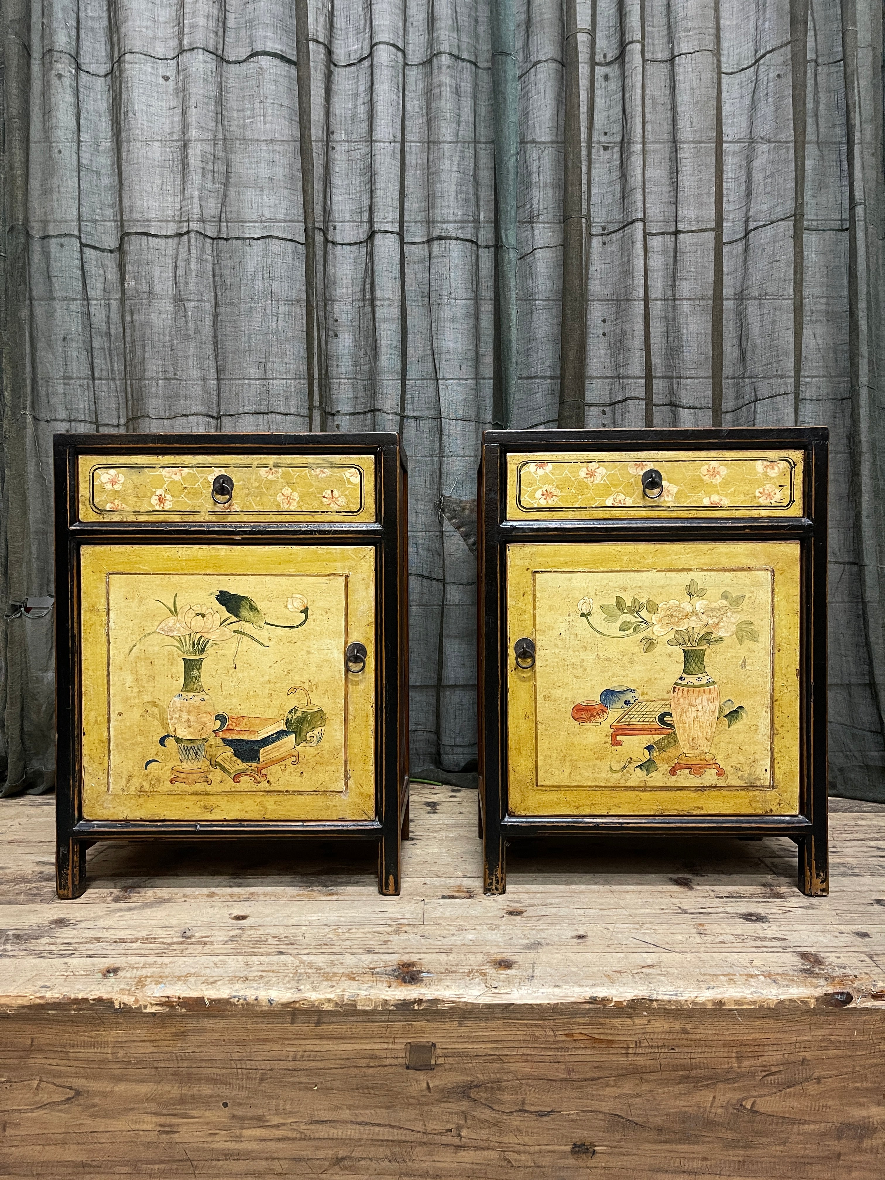 Pair Of Provincial Style Chinese Lacquered Side Cabinets