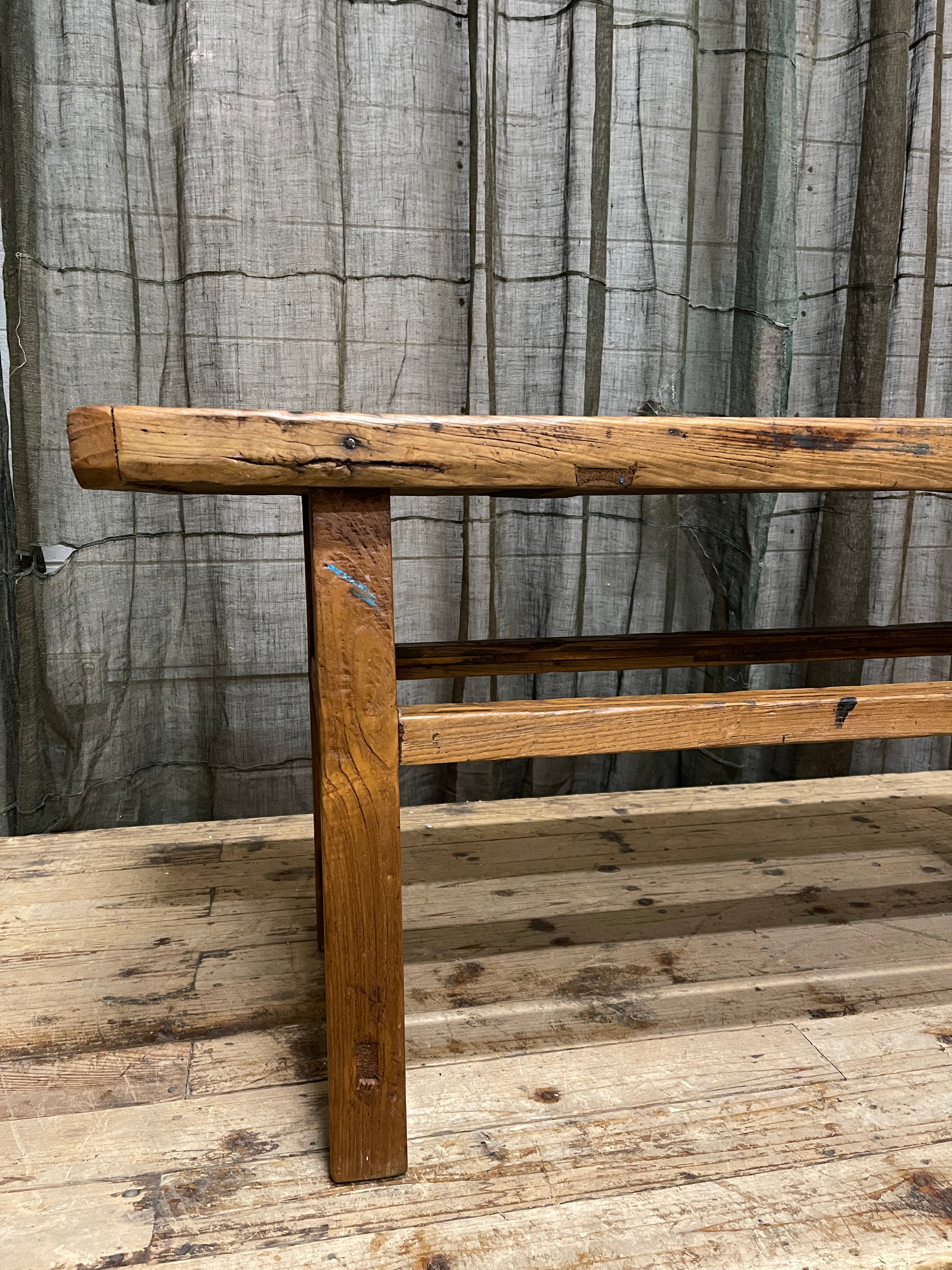 Vintage Chinese Bench, Recycled Elm
