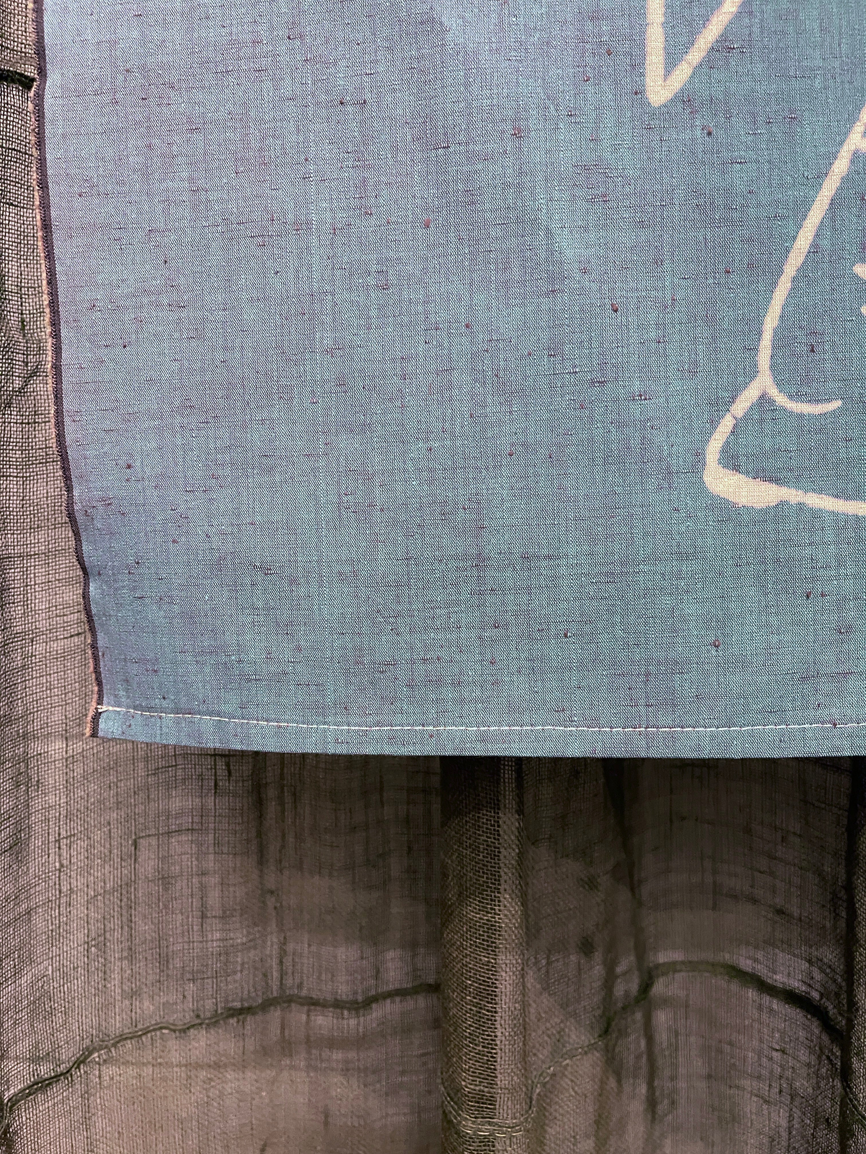 Vintage Japanese Noren - Cotton | Kimono Figure & Dragonfly Motif