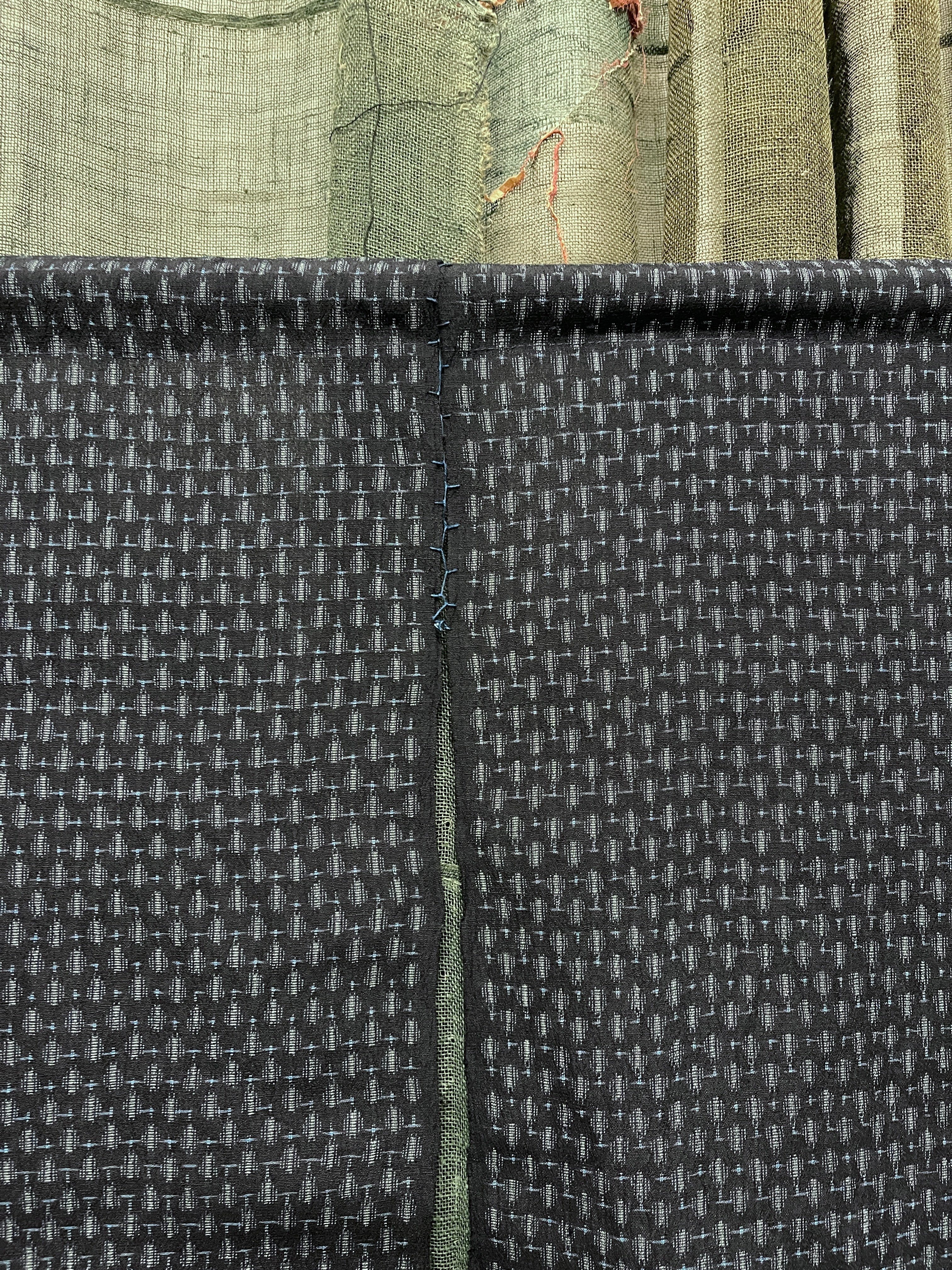 Vintage Japanese Kasuri Noren, Panelled Curtain