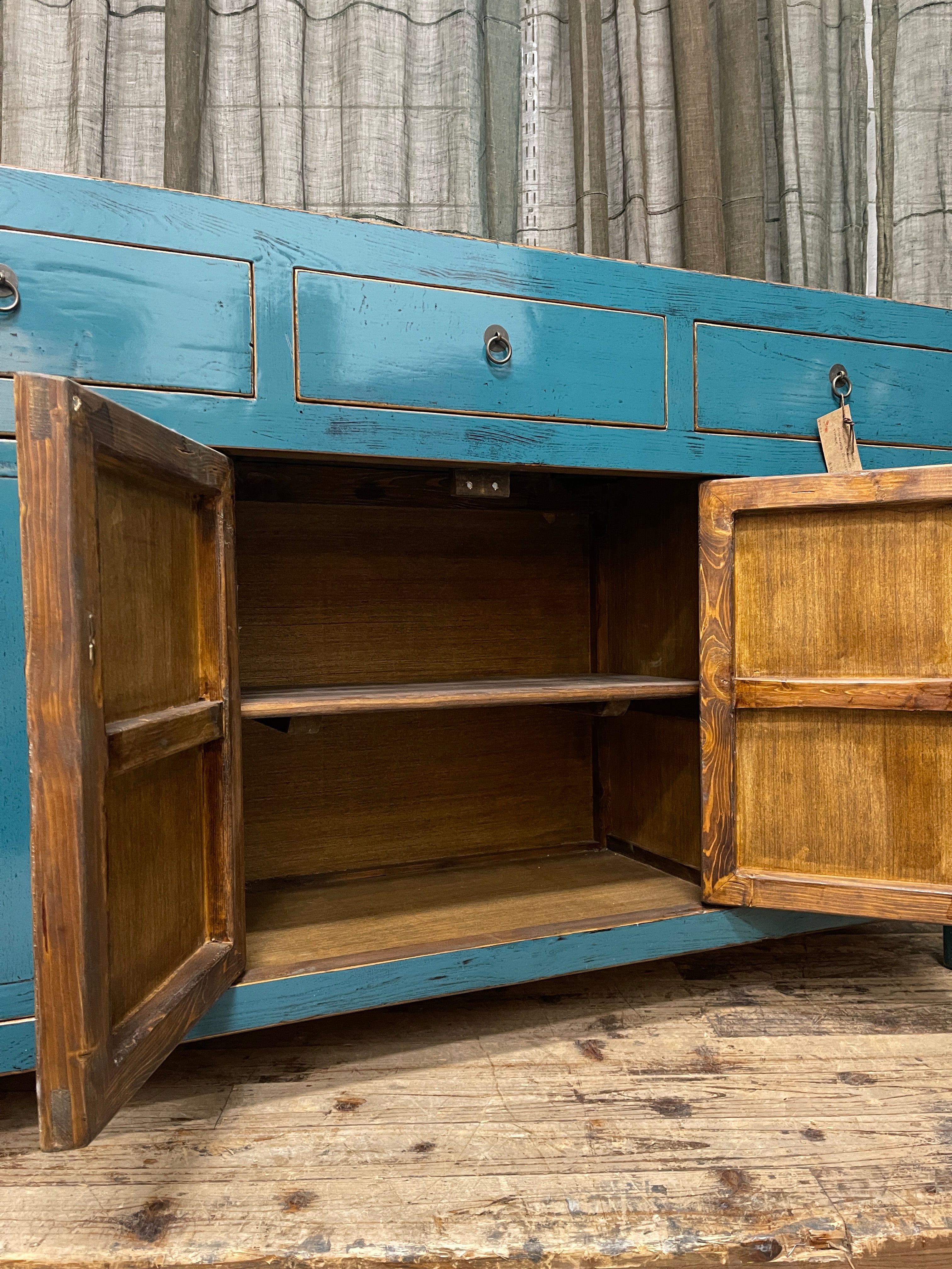 Chinese Sideboard with Blue Finish, Recycled Timber