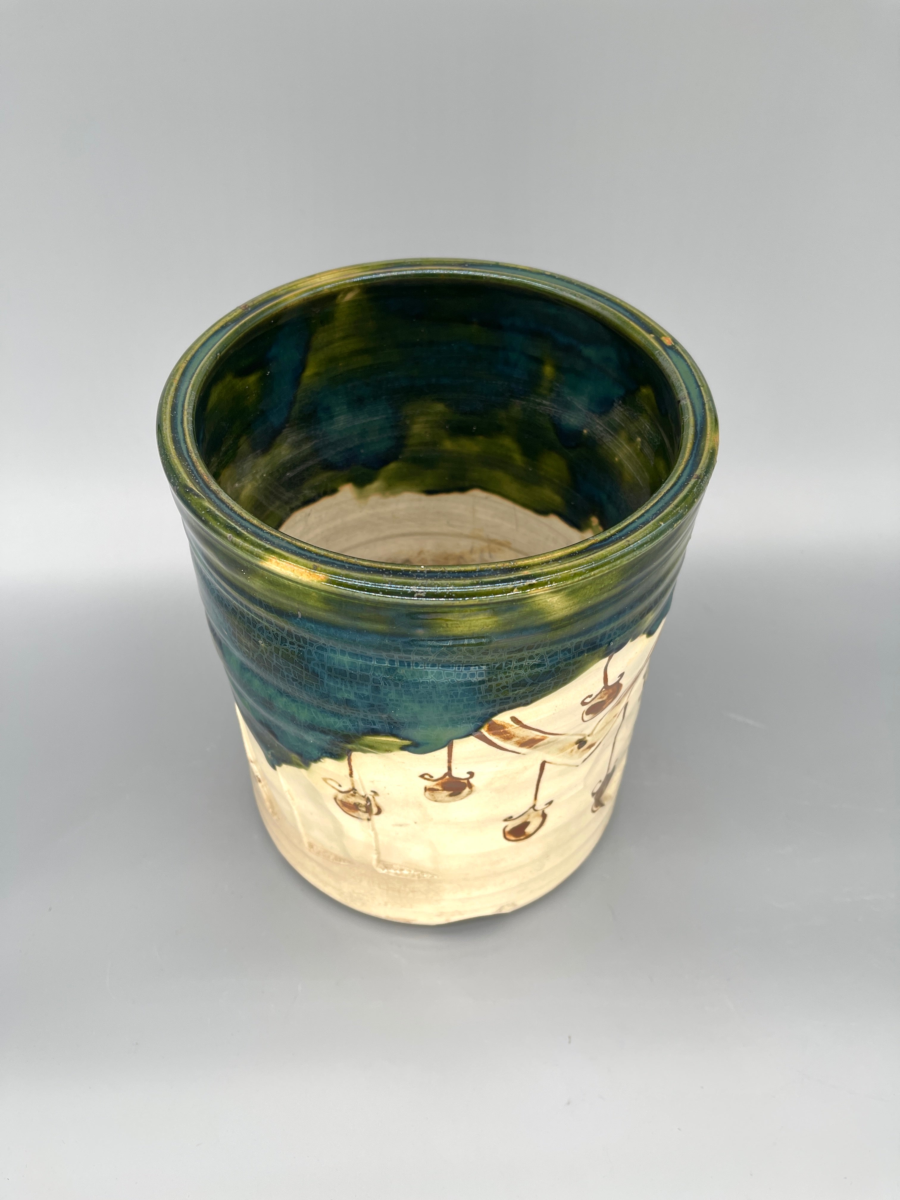 Japanes Oribe Porcelain Hibachi | c.1960