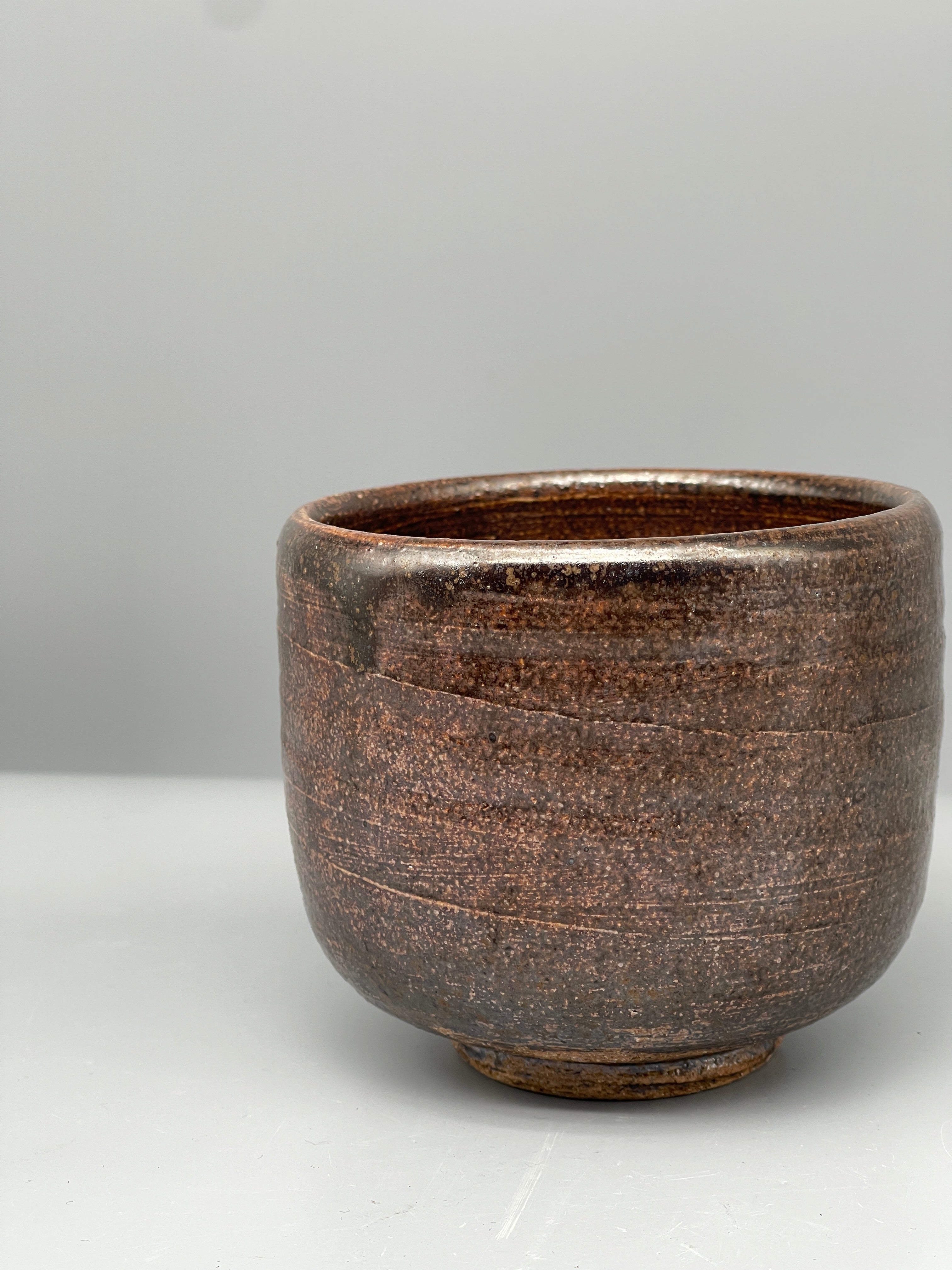 Vintage Japanese Chawan Tea Bowl - Stoneware, Speckled Tenmoku Glaze