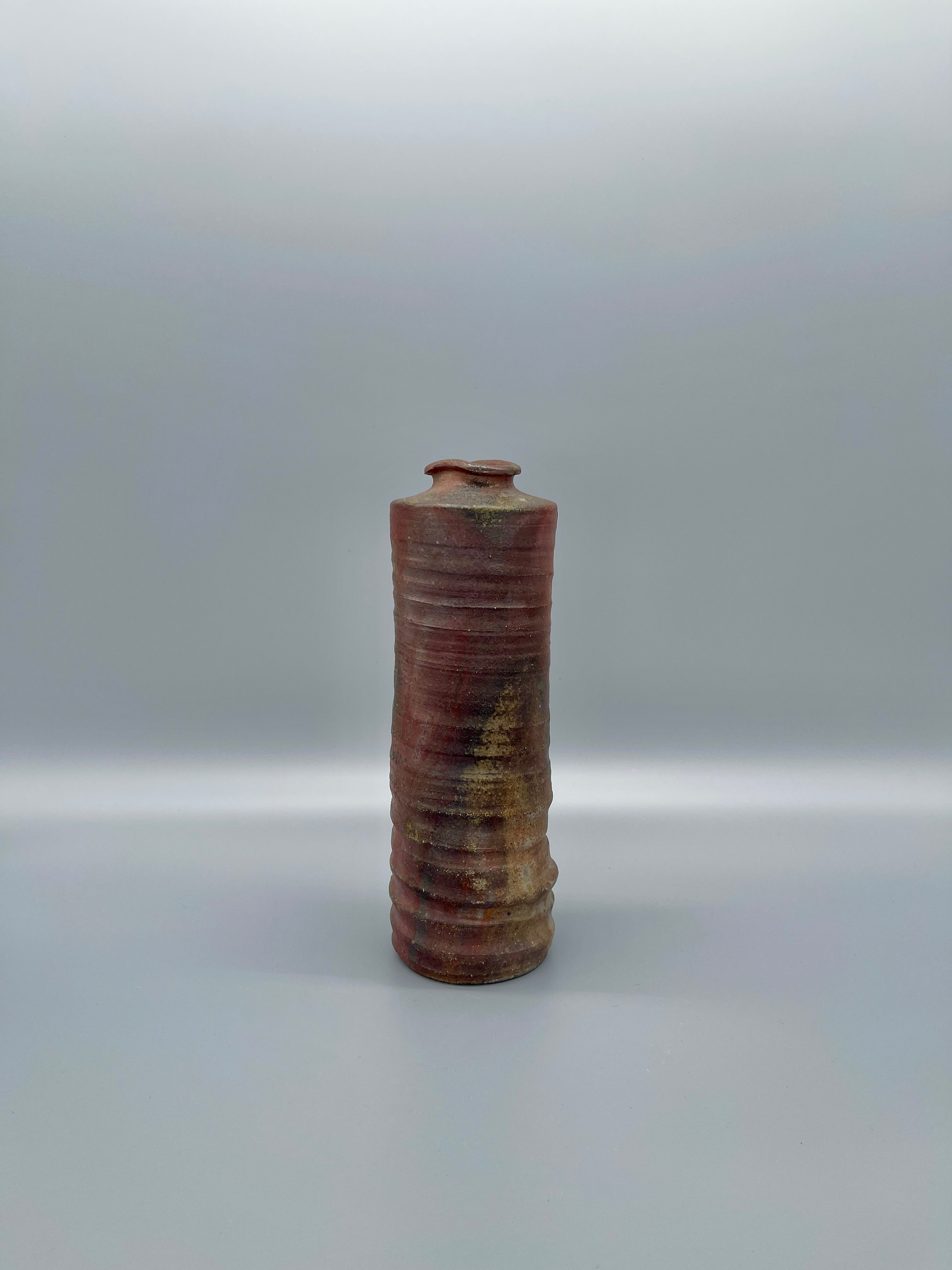 Vintage Japanese Ikebana Vase - Earthy Brown Bizen Glaze