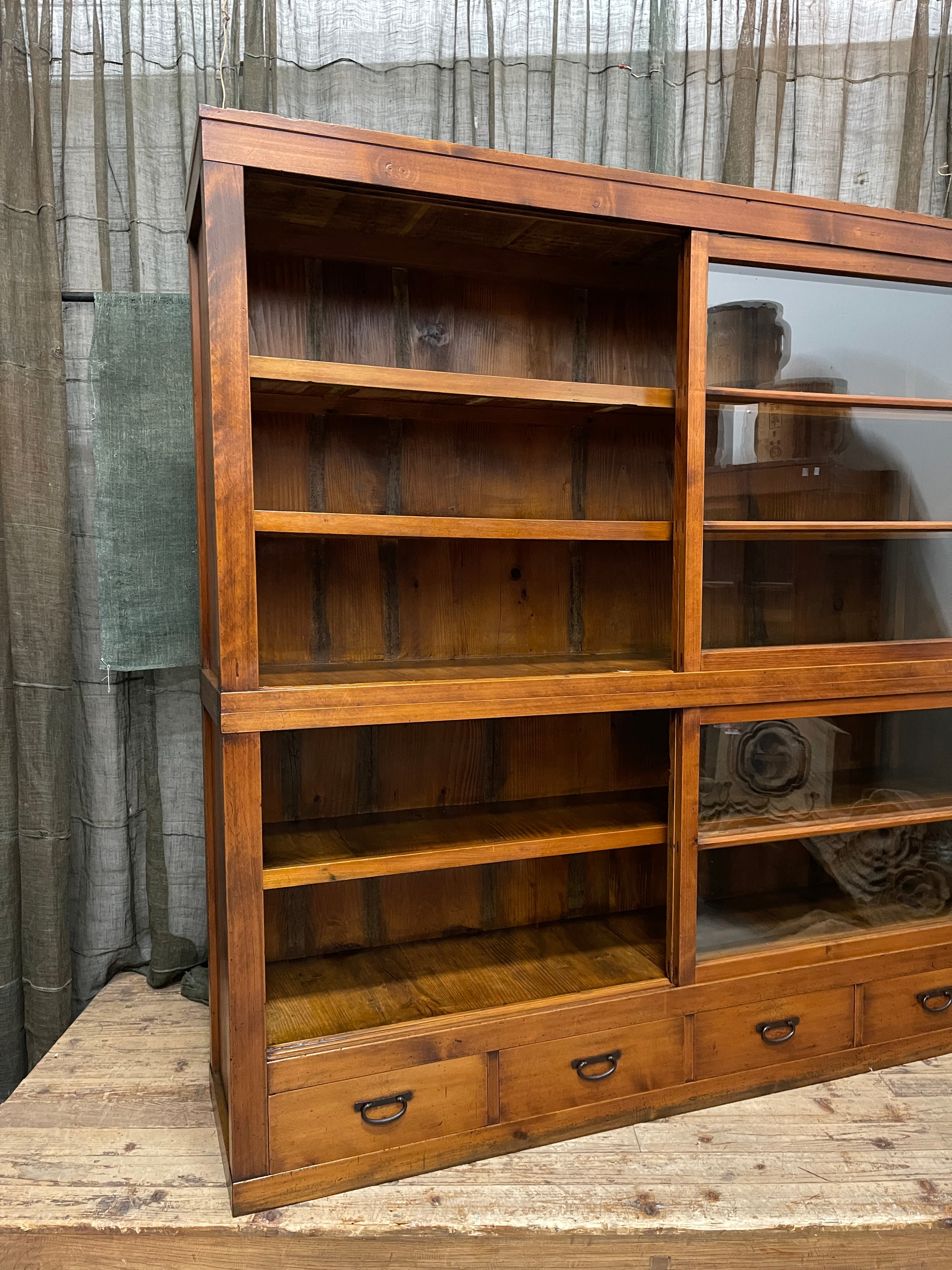 Antique Japanese Shop Display Cabinet - Cypress | Meiji