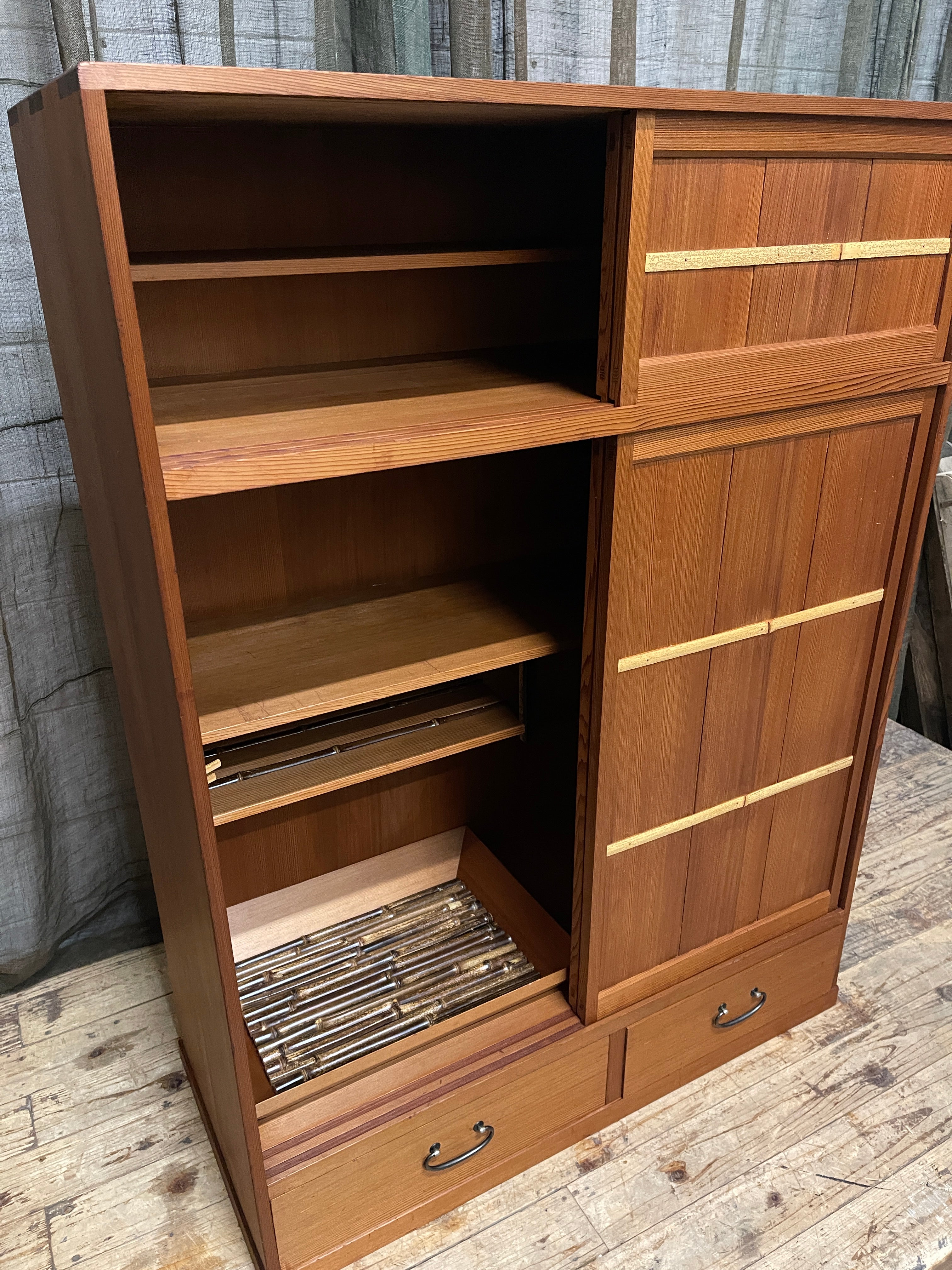 Cha-Mizuya Dansu, Japanese Tea Cabinet - Cedar | Showa