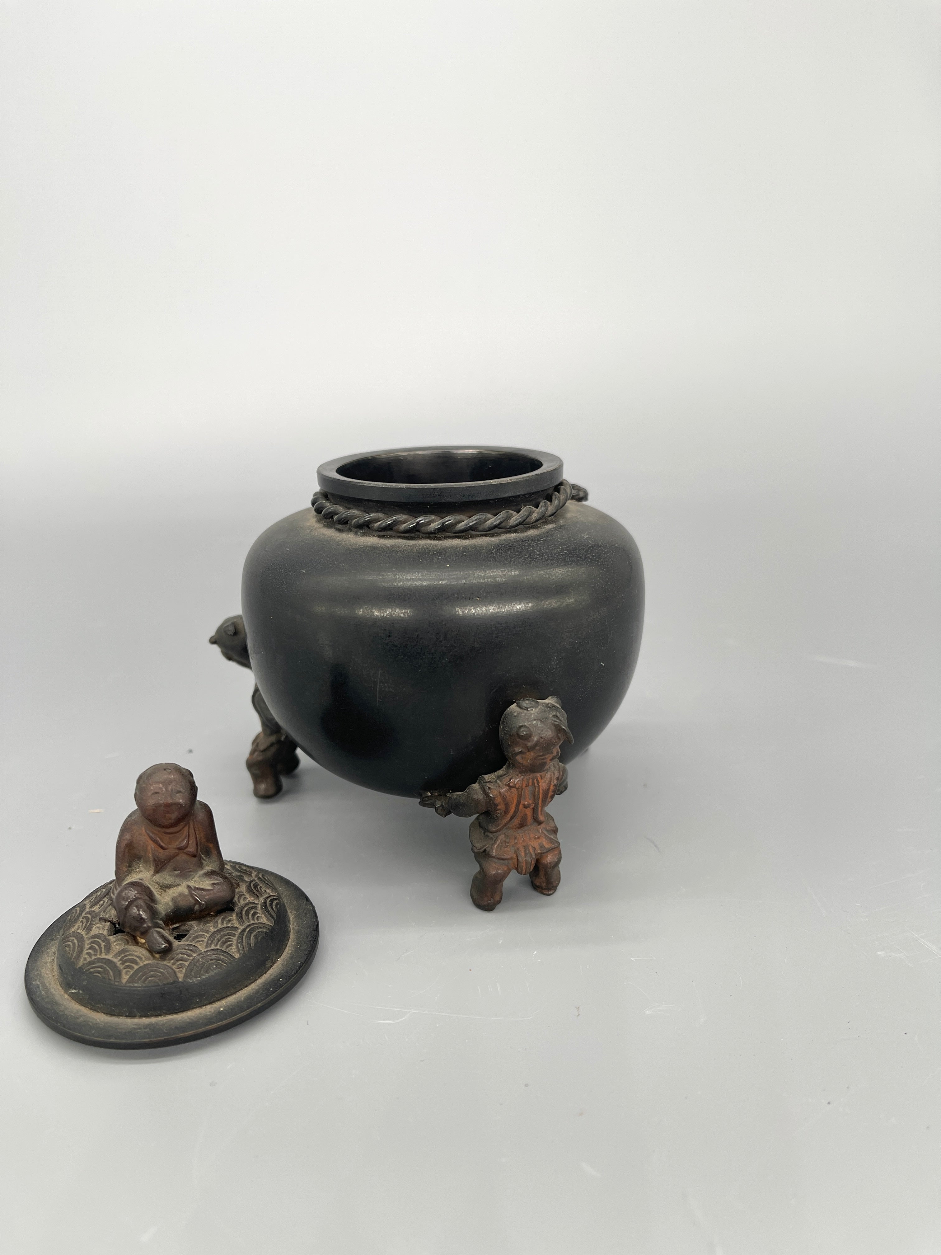 Vintage Japanese Koro, Incense Burner with Child figures