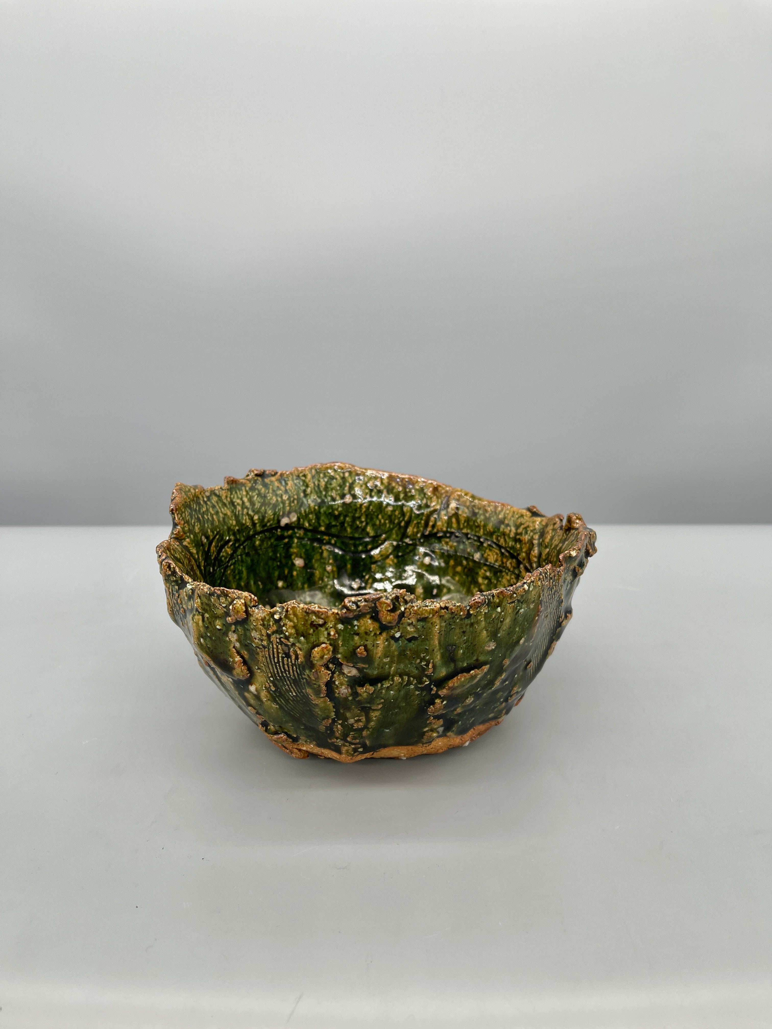 Vintage Japanese Deep Bowl, Oribe Glaze