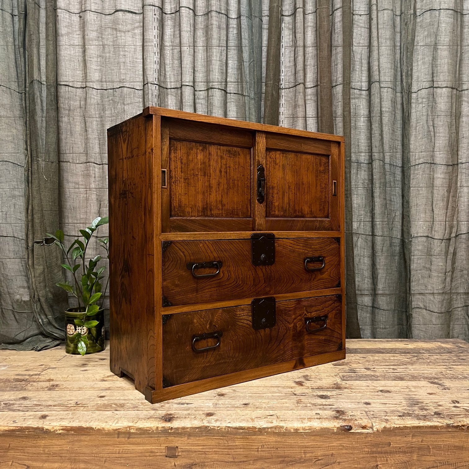 Antique Japanese Storage Cabinet - Elm & Cedar | Meiji, late 1800's