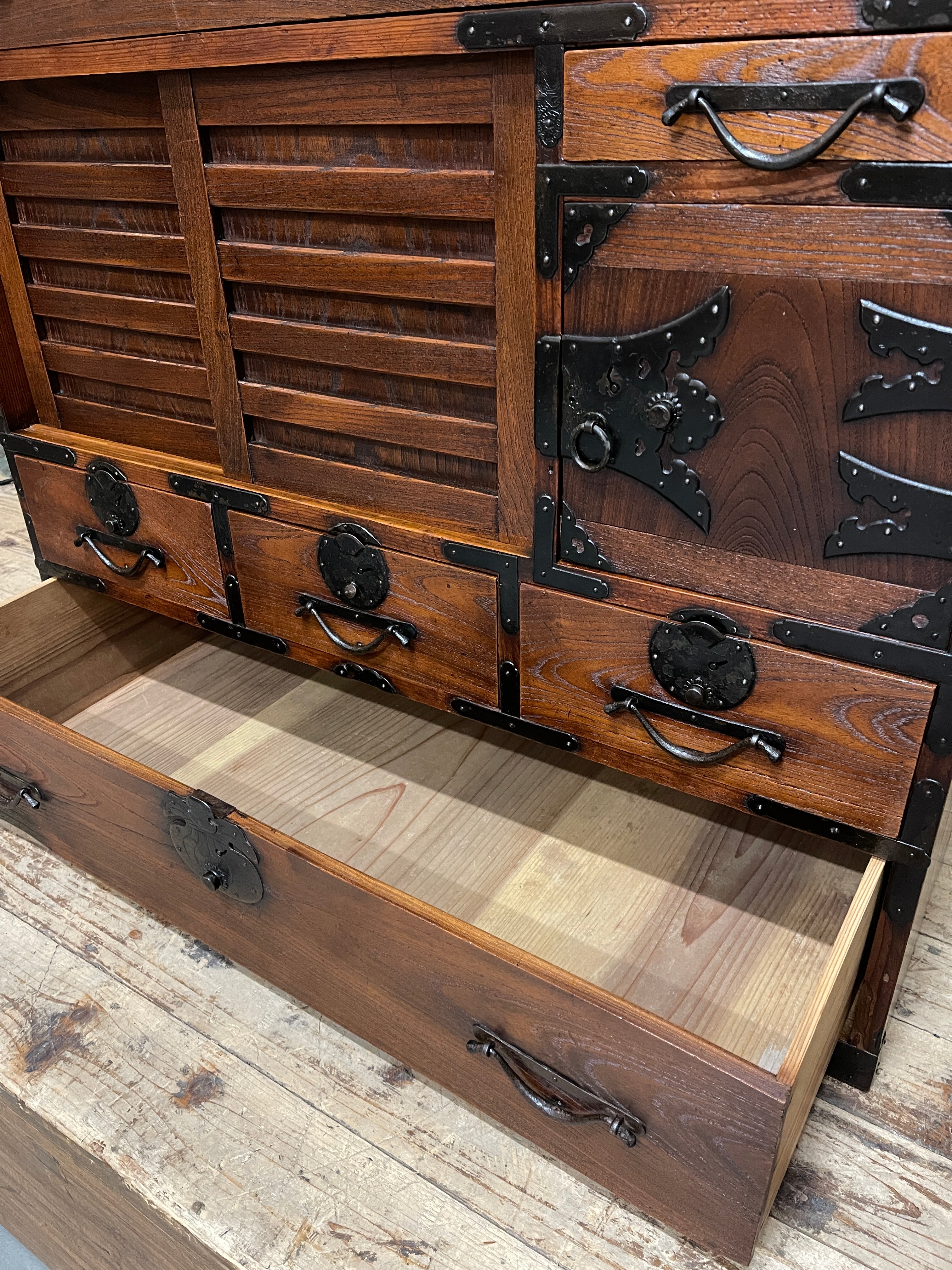Japanese Choba Dansu, Merchant’s Chest from Matsumoto–  Elm | Meiji