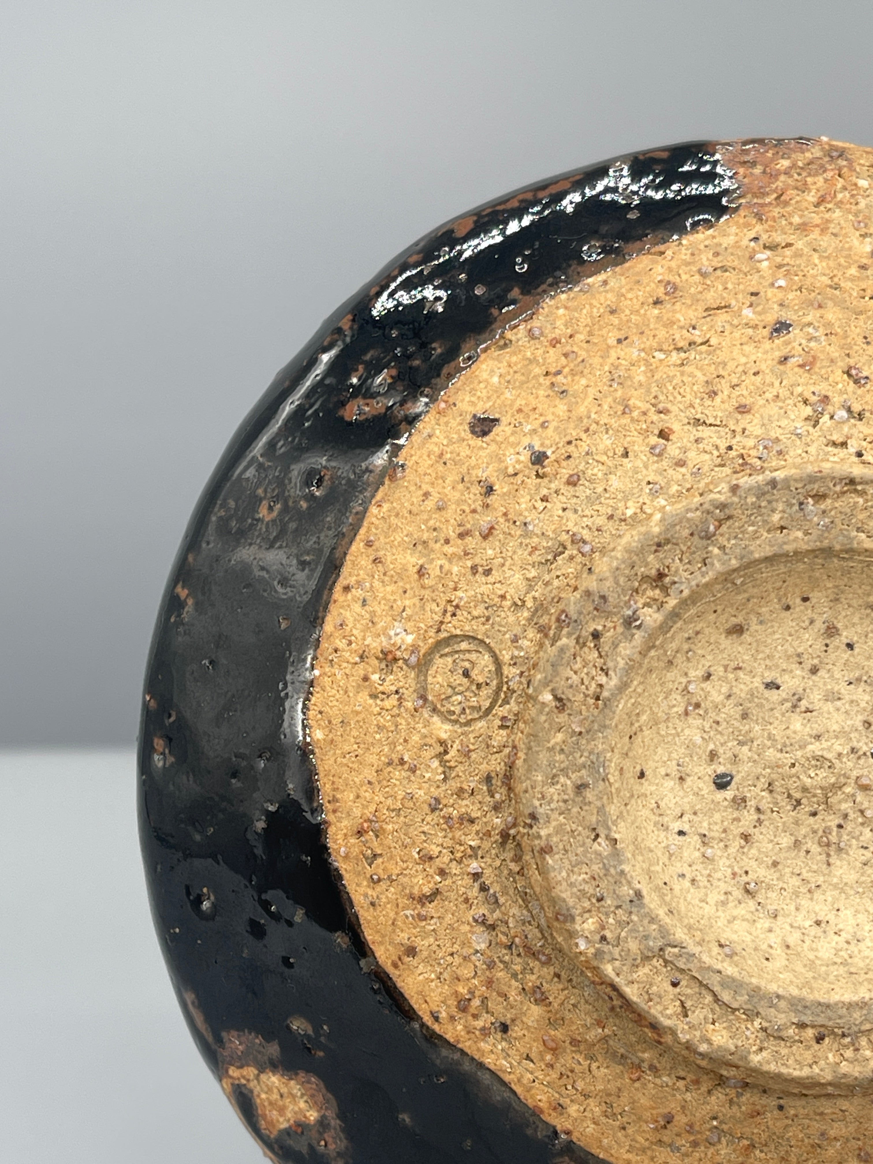 Vintage Japanese Chawan, Tea Bowl - Glossy Black Glaze