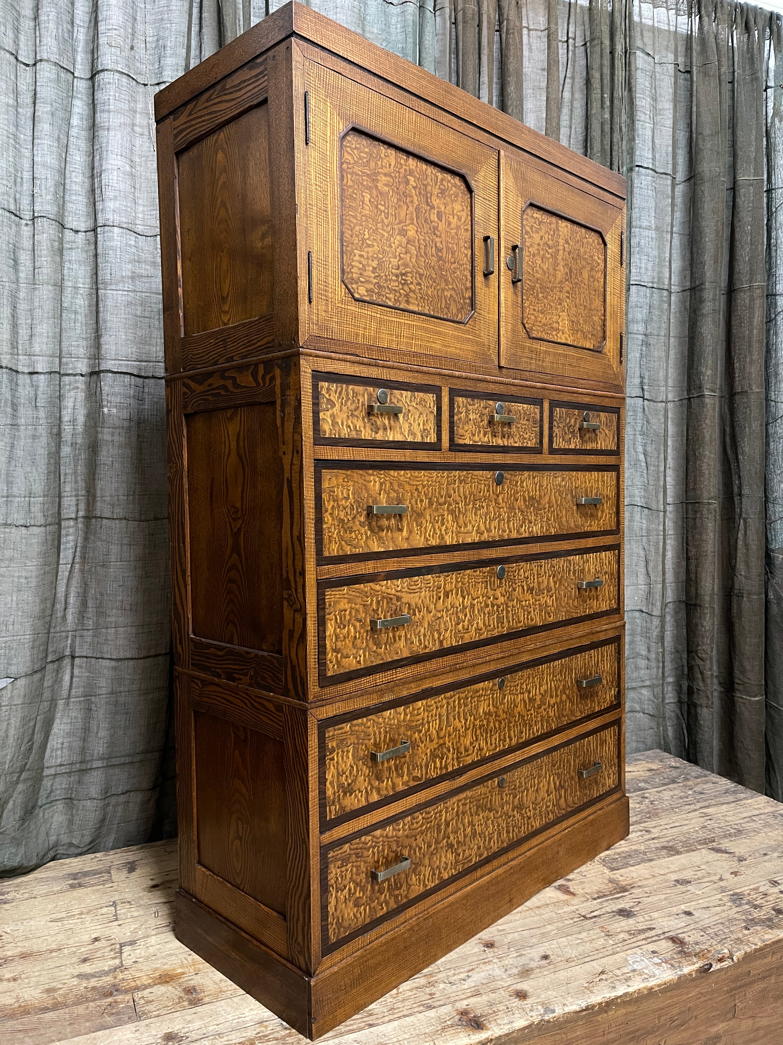 Vintage Japanese Kimono Storage Chest of Drawers From Hokkaido - Cedar & Mountain Ash| C.1930