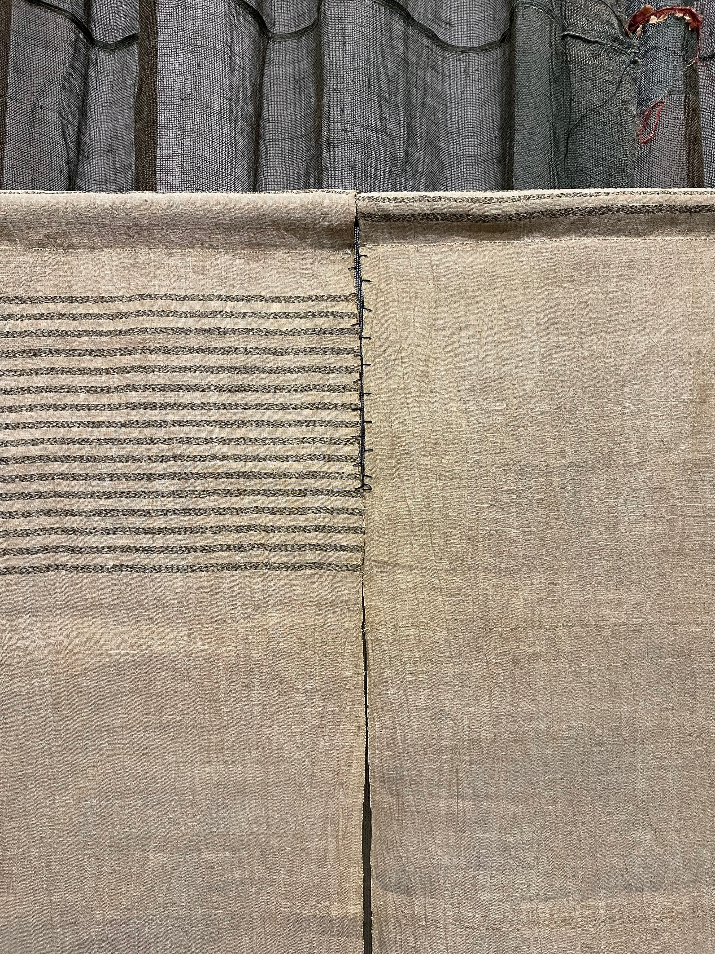 Vintage Japanese Hemp Noren, Panelled Curtain