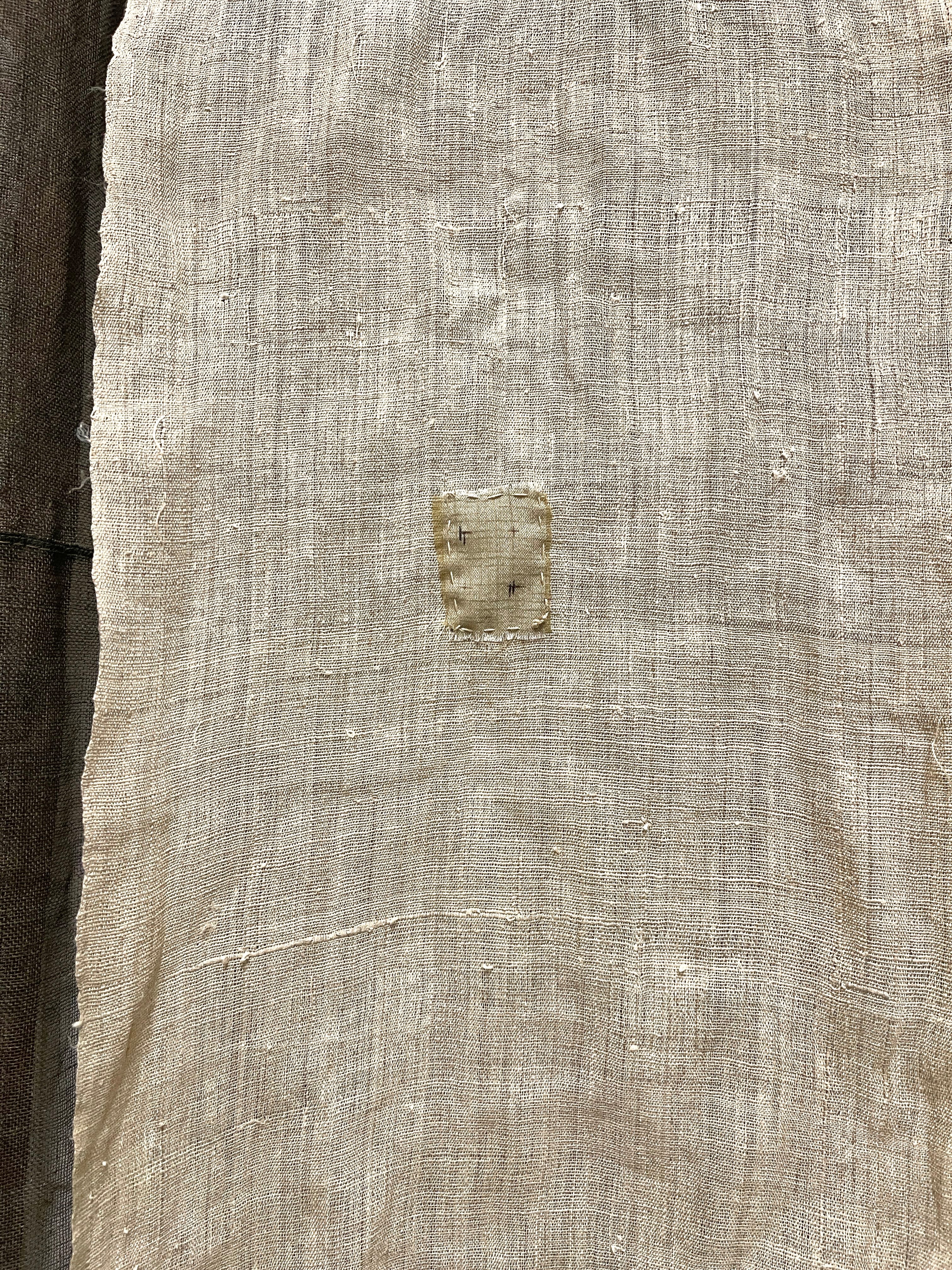 Vintage Japanese Hemp Noren, Panelled Curtain
