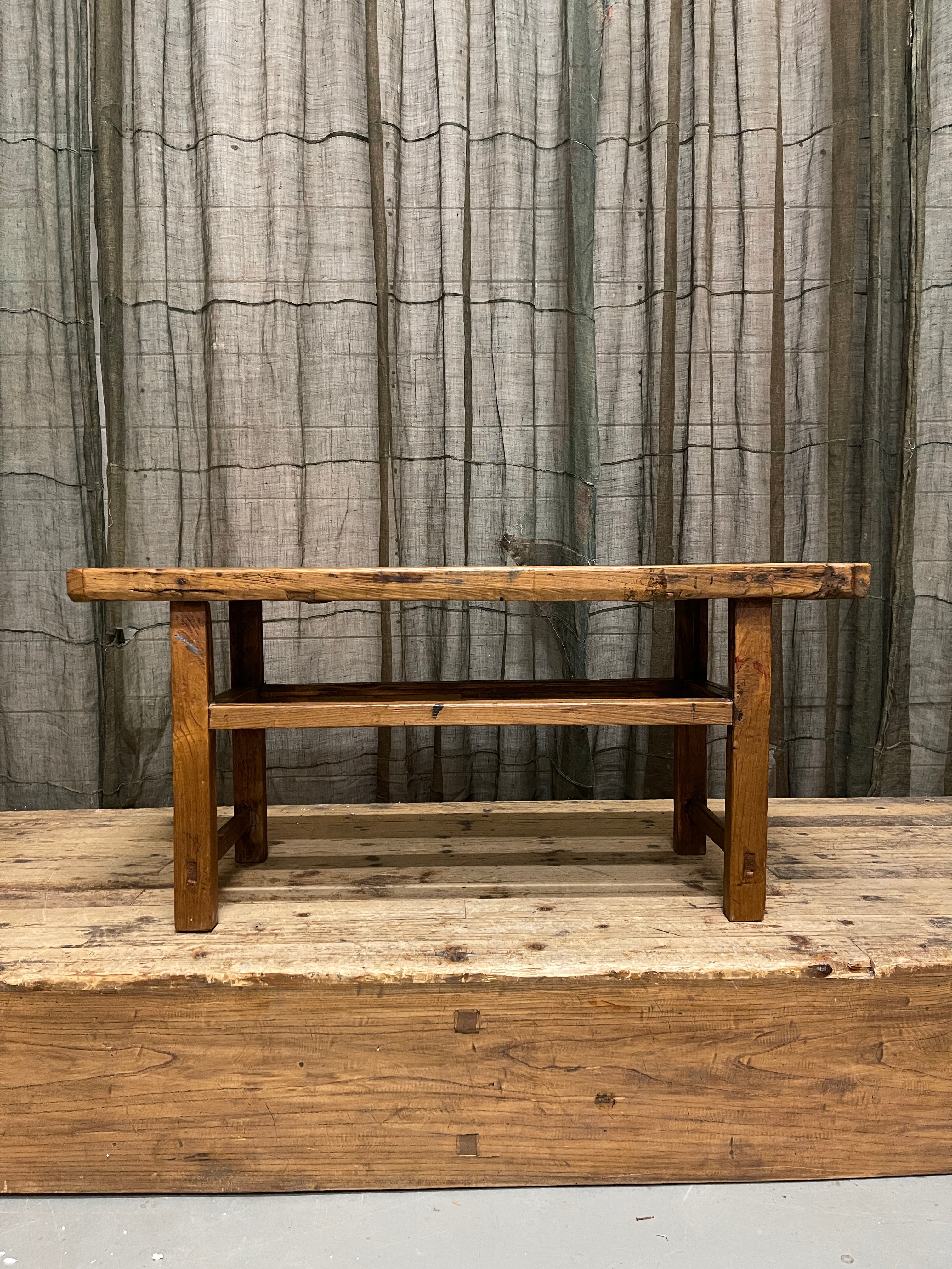 Vintage Chinese Bench, Recycled Elm