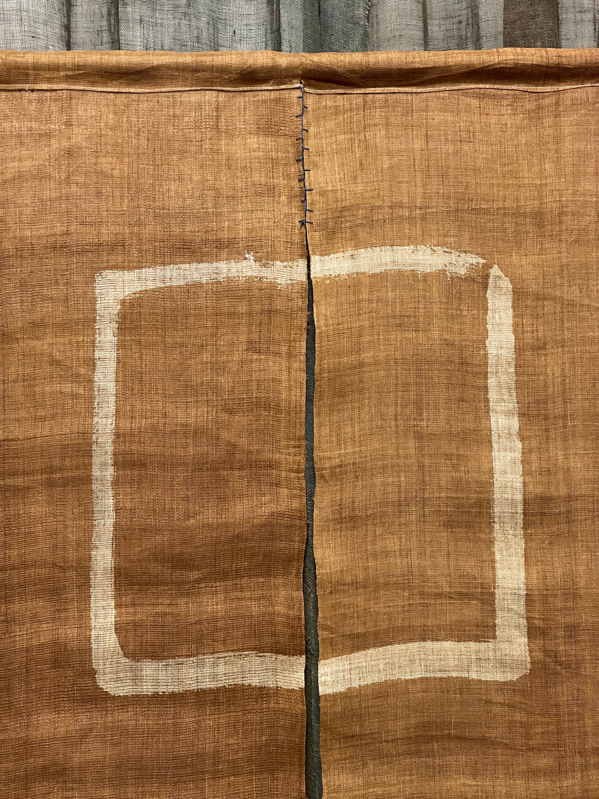 Vintage Japanese Hemp Noren, Panelled Curtain
