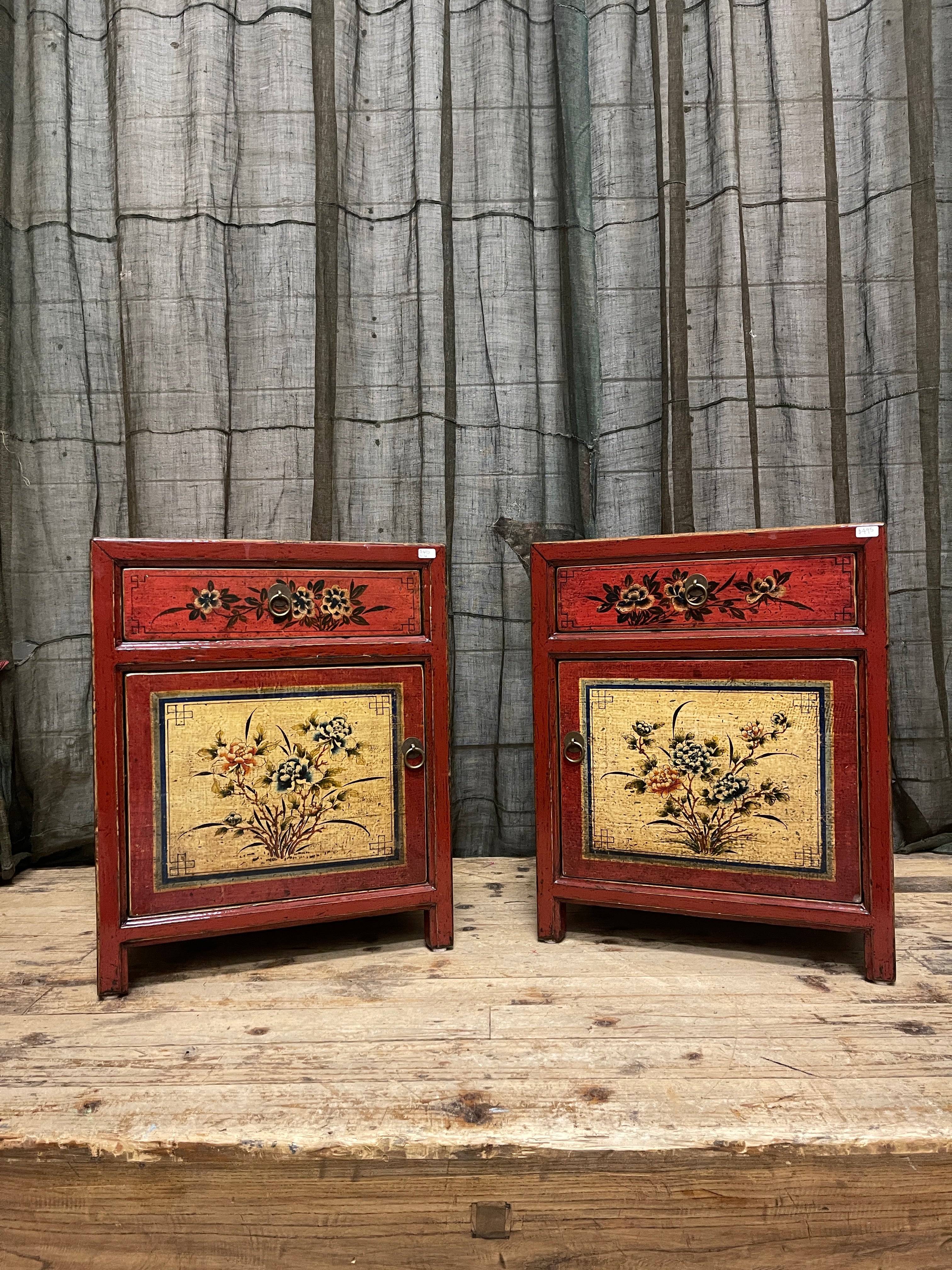 Chinese Red Lacquered Side Cabinet