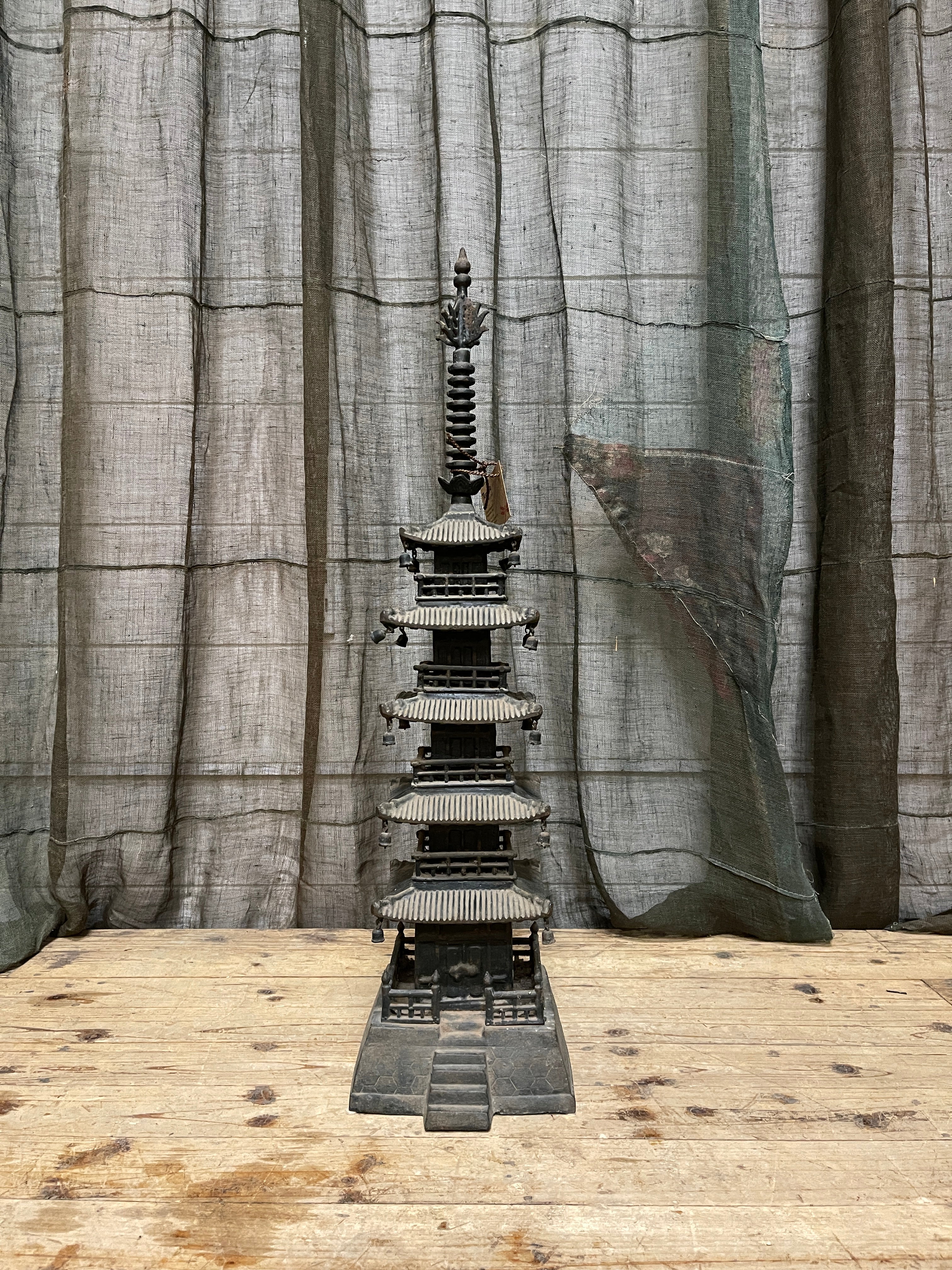 Vintage Japanese Pagoda Statue - Iron | Midcentury