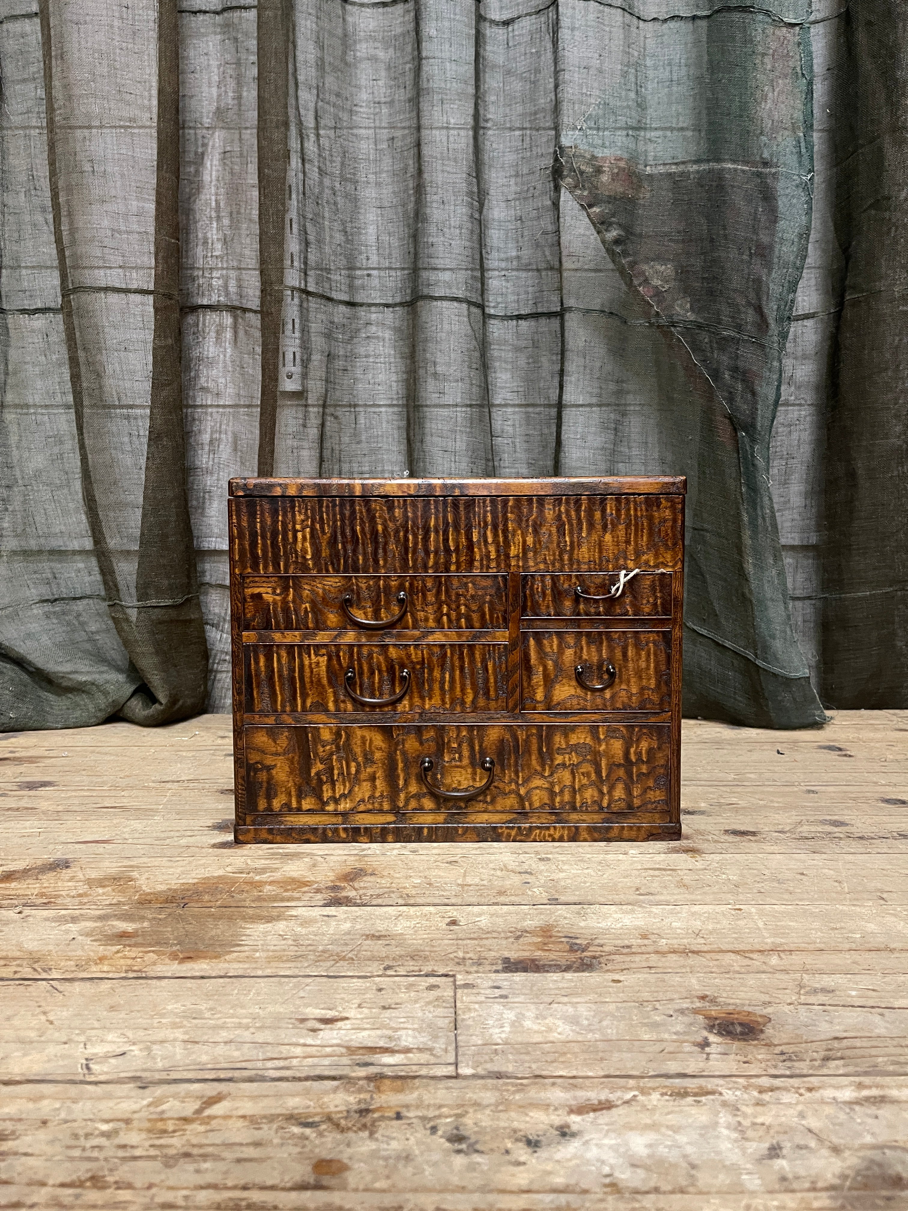 Vintage Japanese Sewing Box, Hari Bako - Elm | Taisho, c.1920